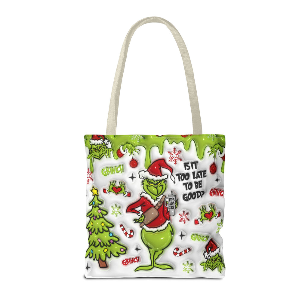 Christmas Tote Bag, Holiday Shopping Bag, Grinch Gift, Festive Reusable Bag, Cute Winter Accessory