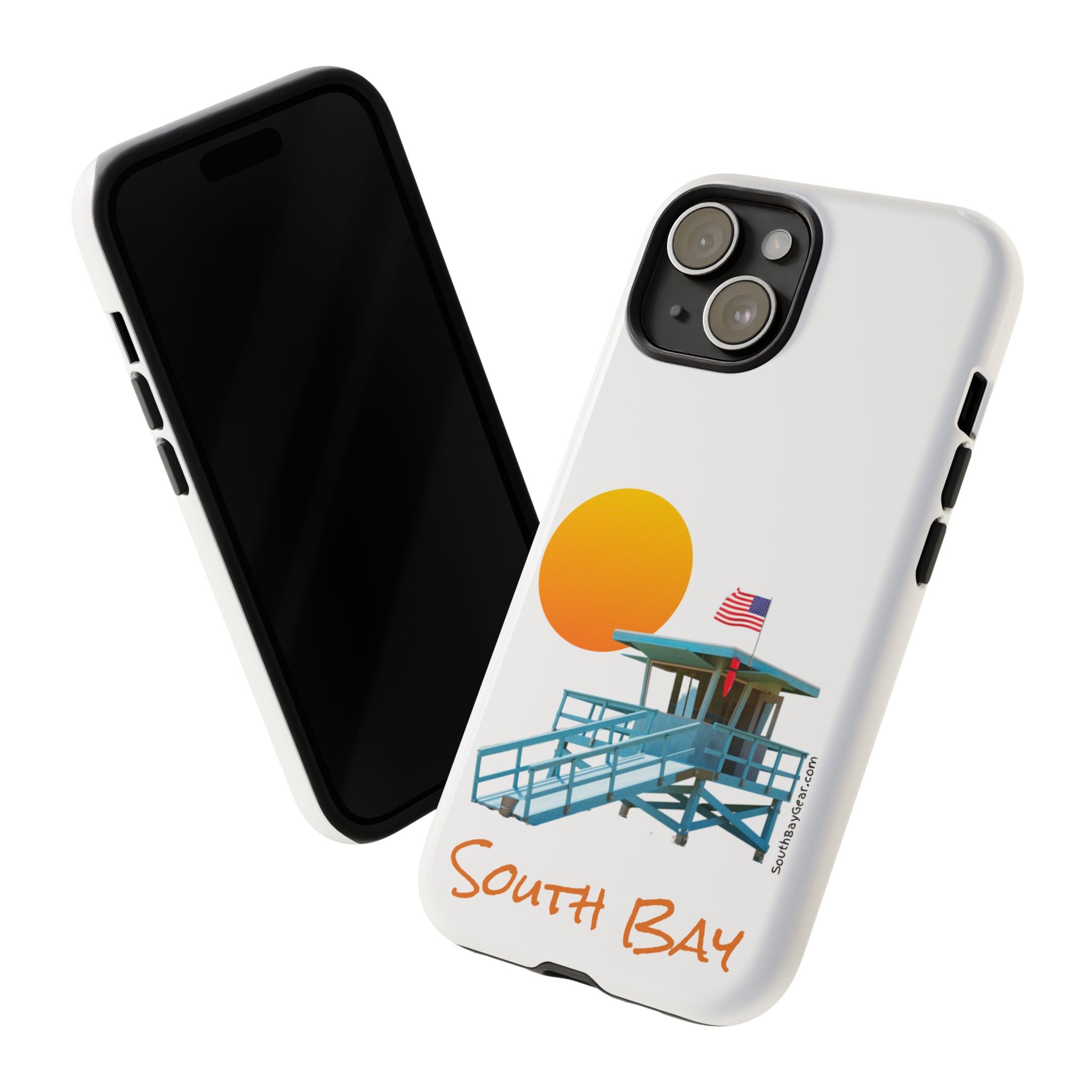 South Bay Lifeguard Stand with American Flag Tough Phone Cases
