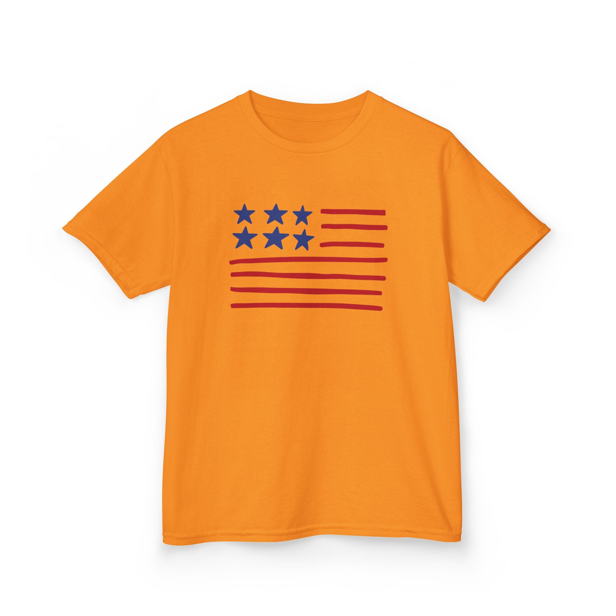 Stars and Stripes  Kids American Flag T-Shirt — Red & Blue Stars Stripe Patriotic Tee