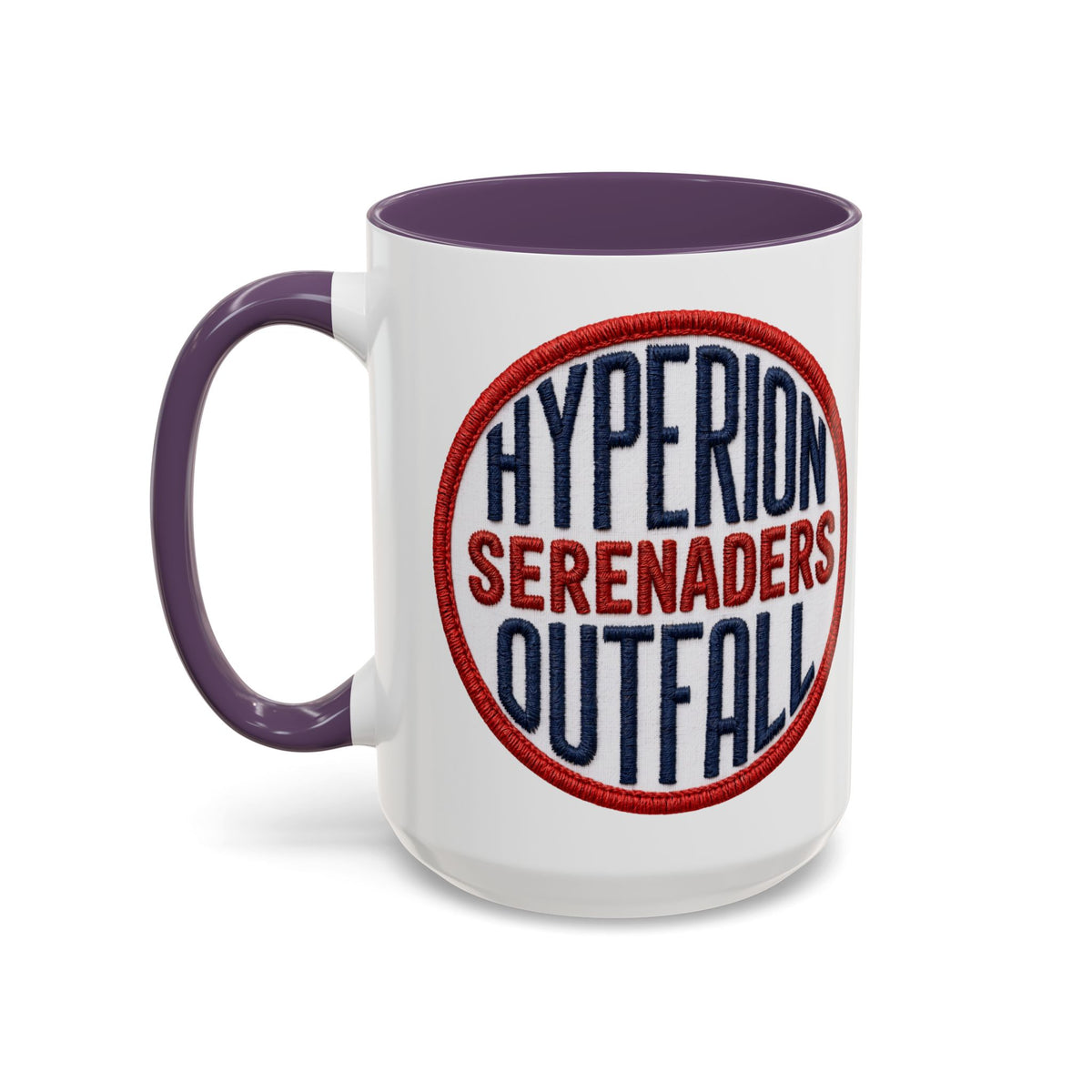 Accent Coffee Mug — "Hyperion Serenaders Outfall" Retro Patch Ceramic Mug (11/15oz)