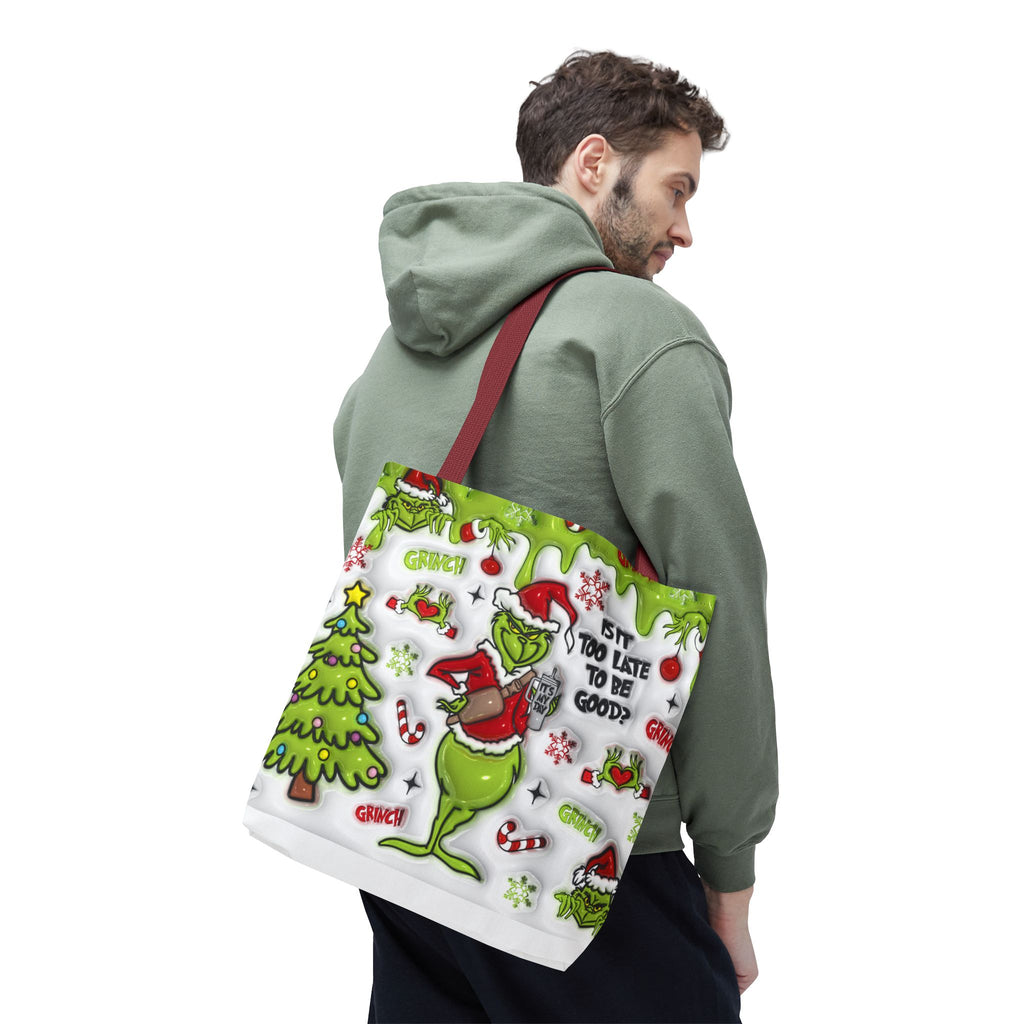Christmas Tote Bag, Holiday Shopping Bag, Grinch Gift, Festive Reusable Bag, Cute Winter Accessory