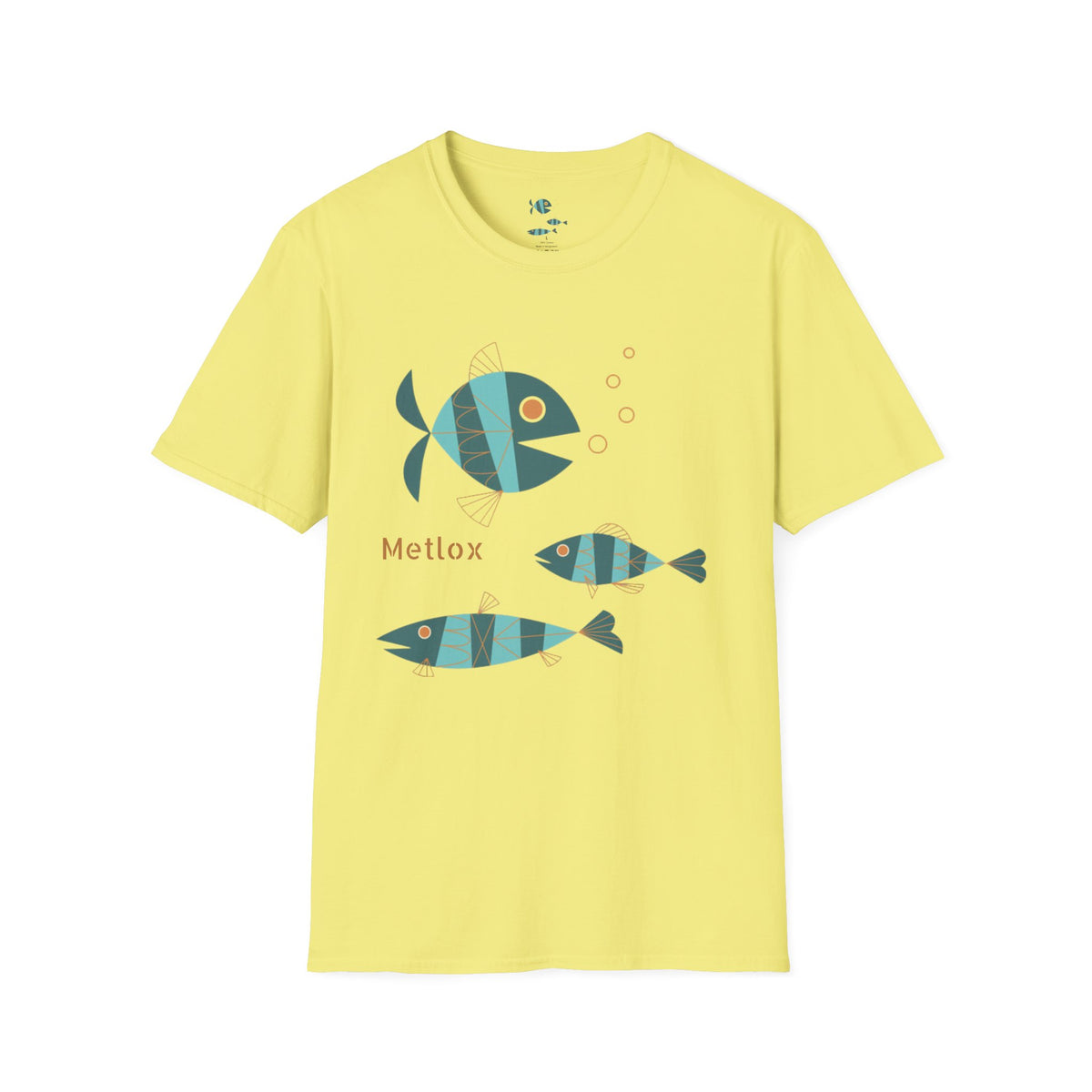 Metlox Pottery Fish Trio T-Shirt | Minimal Ocean Illustration