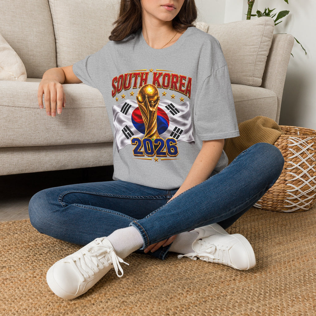 South Korea 2026 Soccer World Cup T-Shirt — Korean Flag & Trophy Football Fan Tee