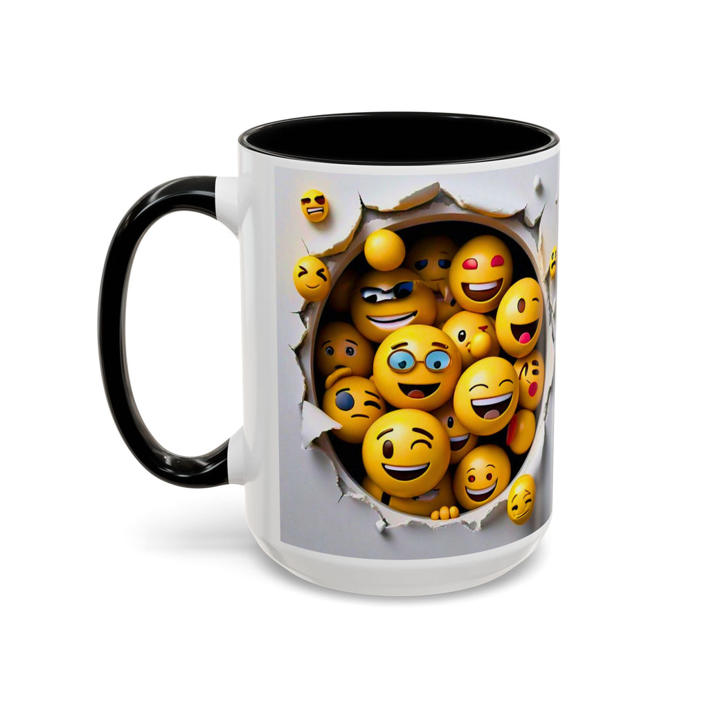 Emoji Explosion Coffee Mug | Accent Inner & Handle Color, 11oz 15oz