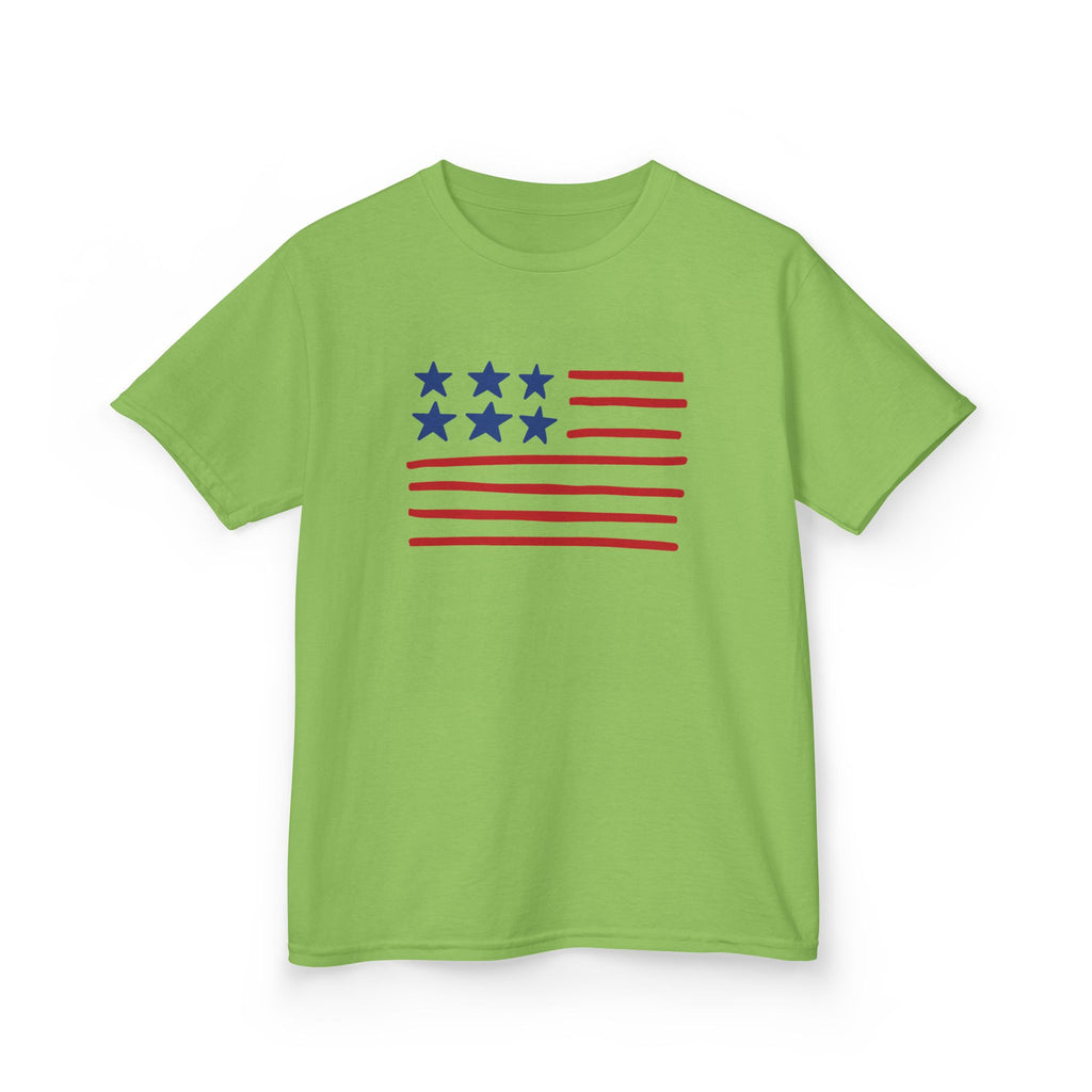 Stars and Stripes  Kids American Flag T-Shirt — Red & Blue Stars Stripe Patriotic Tee