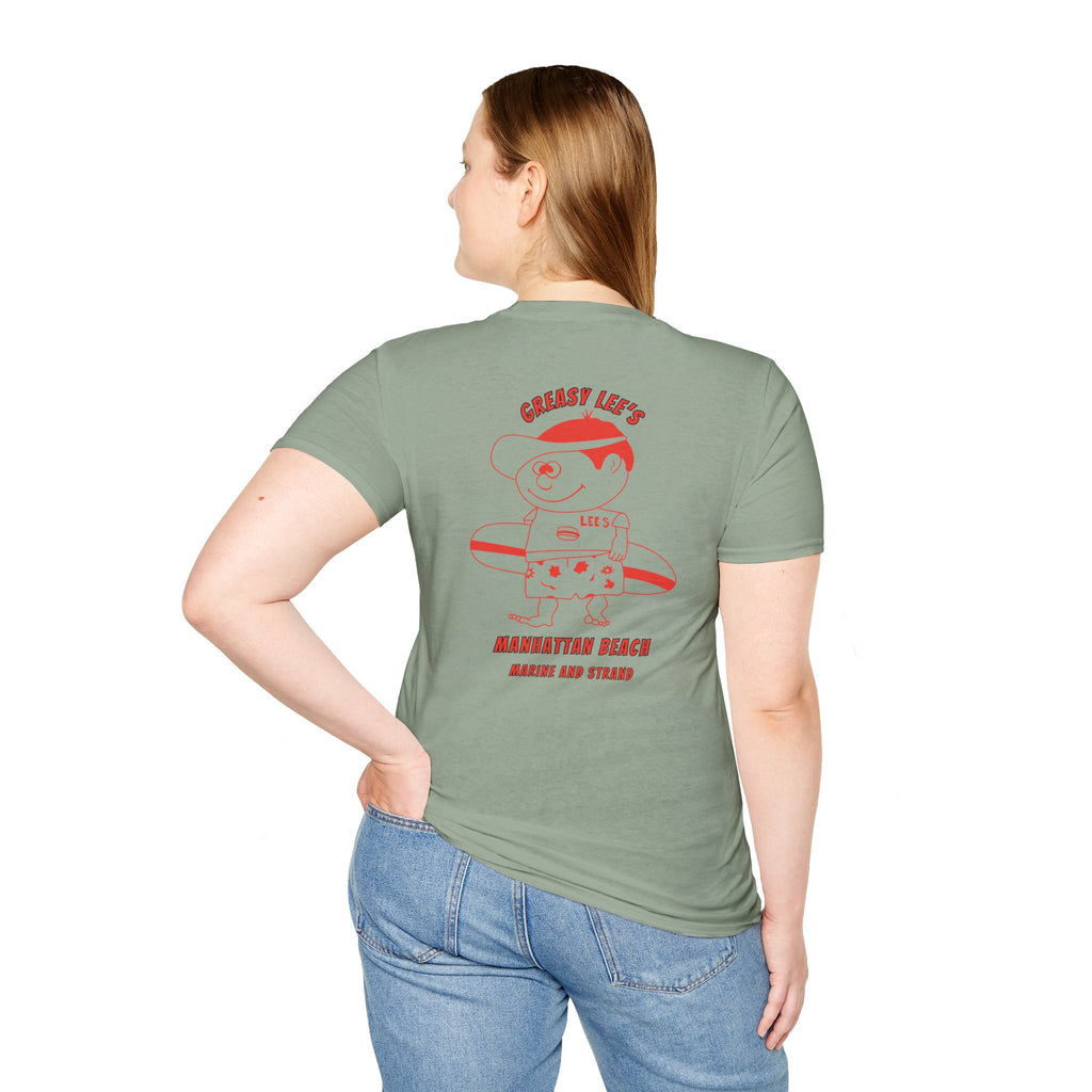 Greasy Lee's Manhattan Beach Old School T-Shirt | Marine and Strand Manhattan Beach Vintage Surf Design