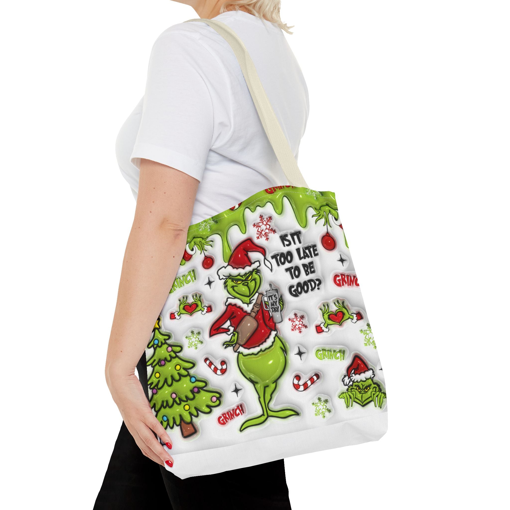 Christmas Tote Bag, Holiday Shopping Bag, Grinch Gift, Festive Reusable Bag, Cute Winter Accessory
