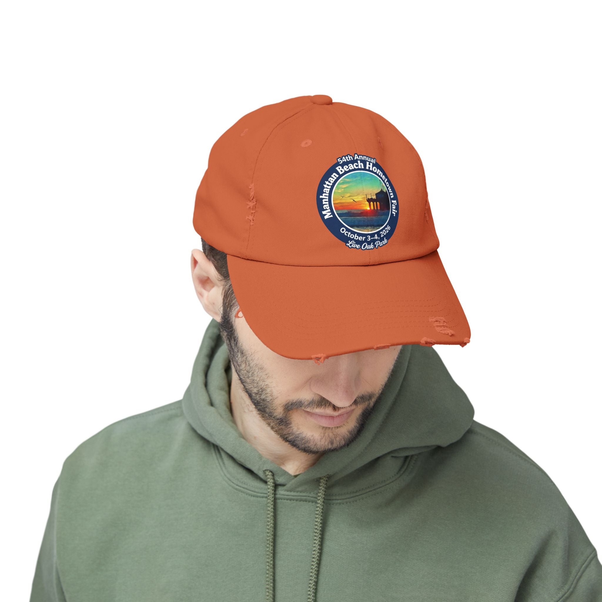 Distressed Baseball Cap - Manhattan Beach Hometown Fair 2026 Sunset Logo