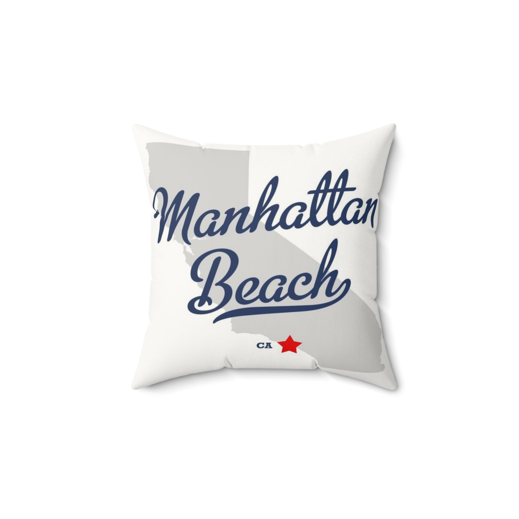 Manhattan Beach California Map - Faux Suede Square Pillow