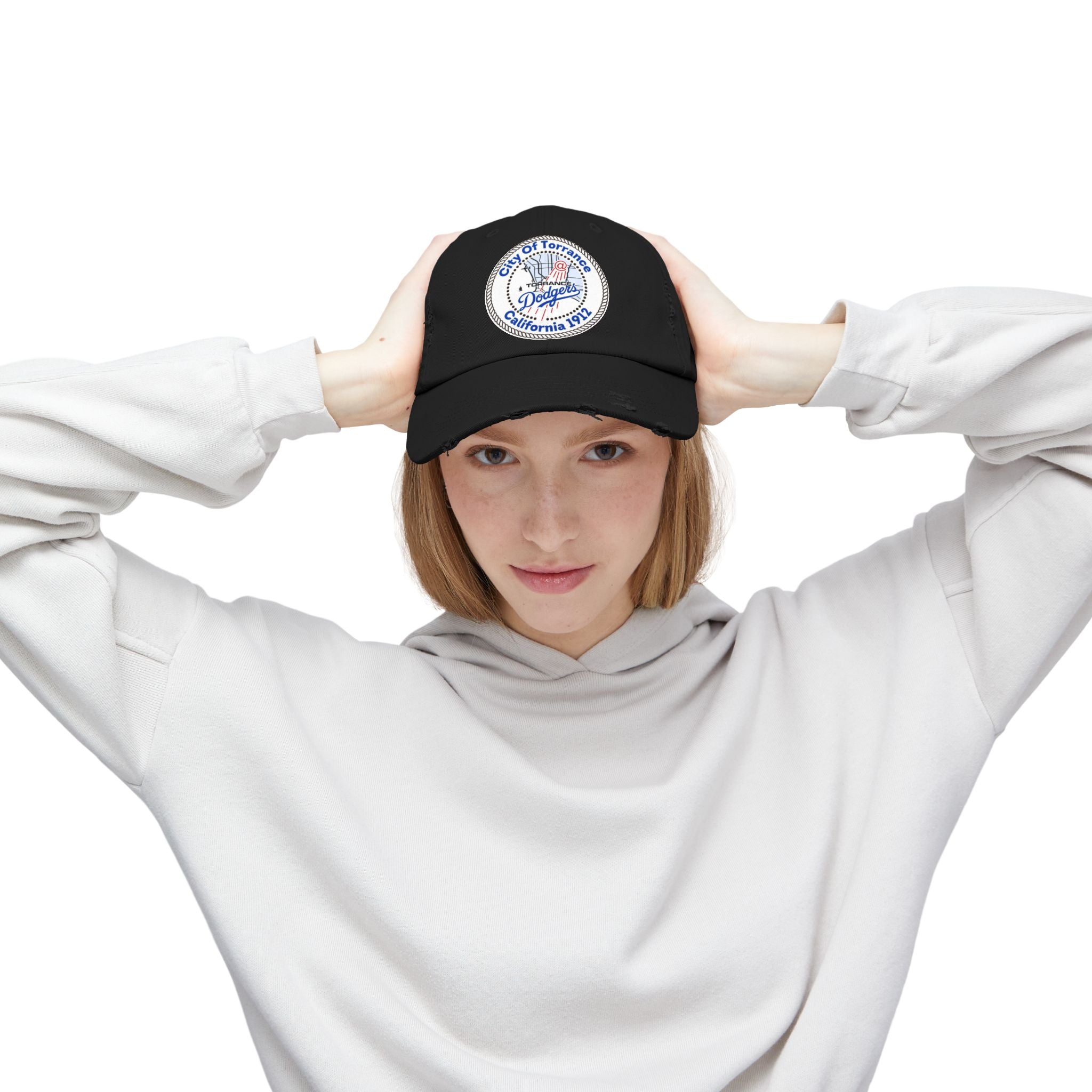 Distressed Baseball Cap with Torrance Dodgers Patch