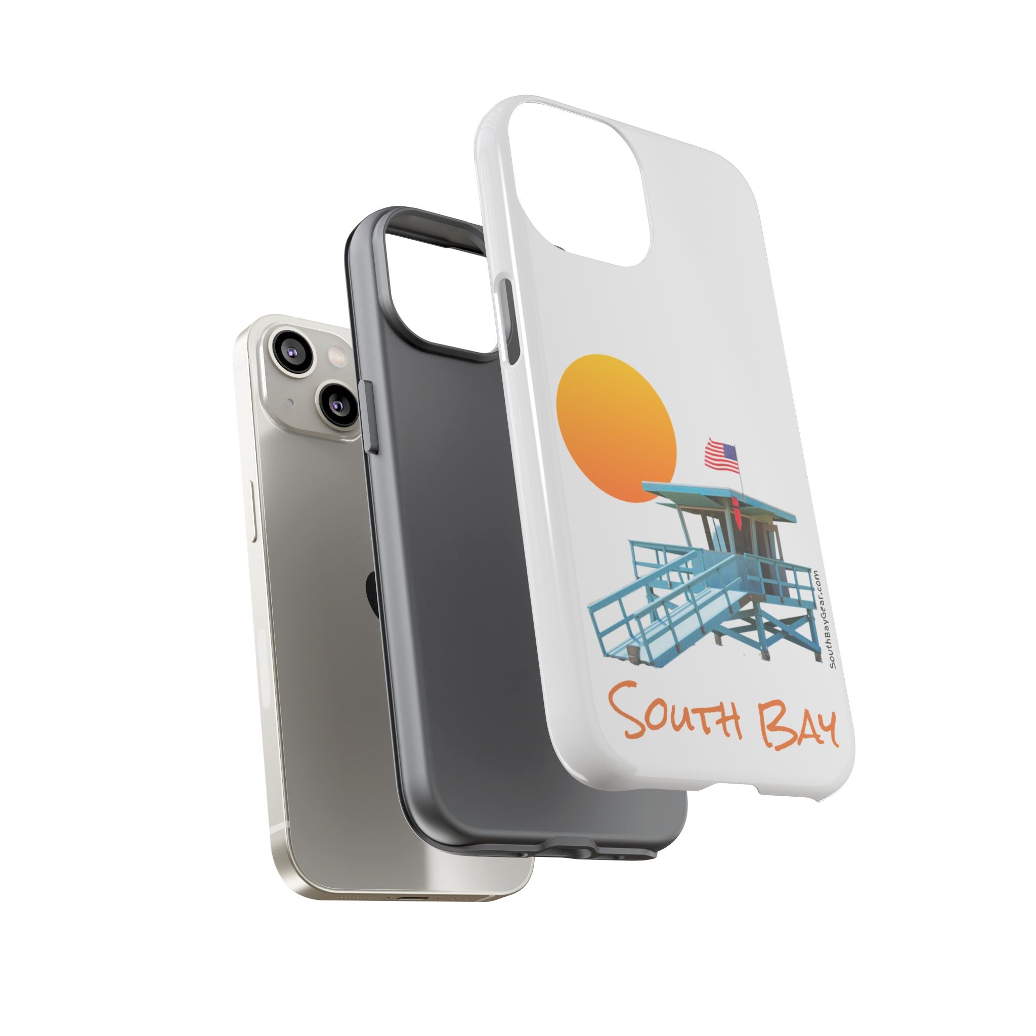 South Bay Lifeguard Stand with American Flag Tough Phone Cases