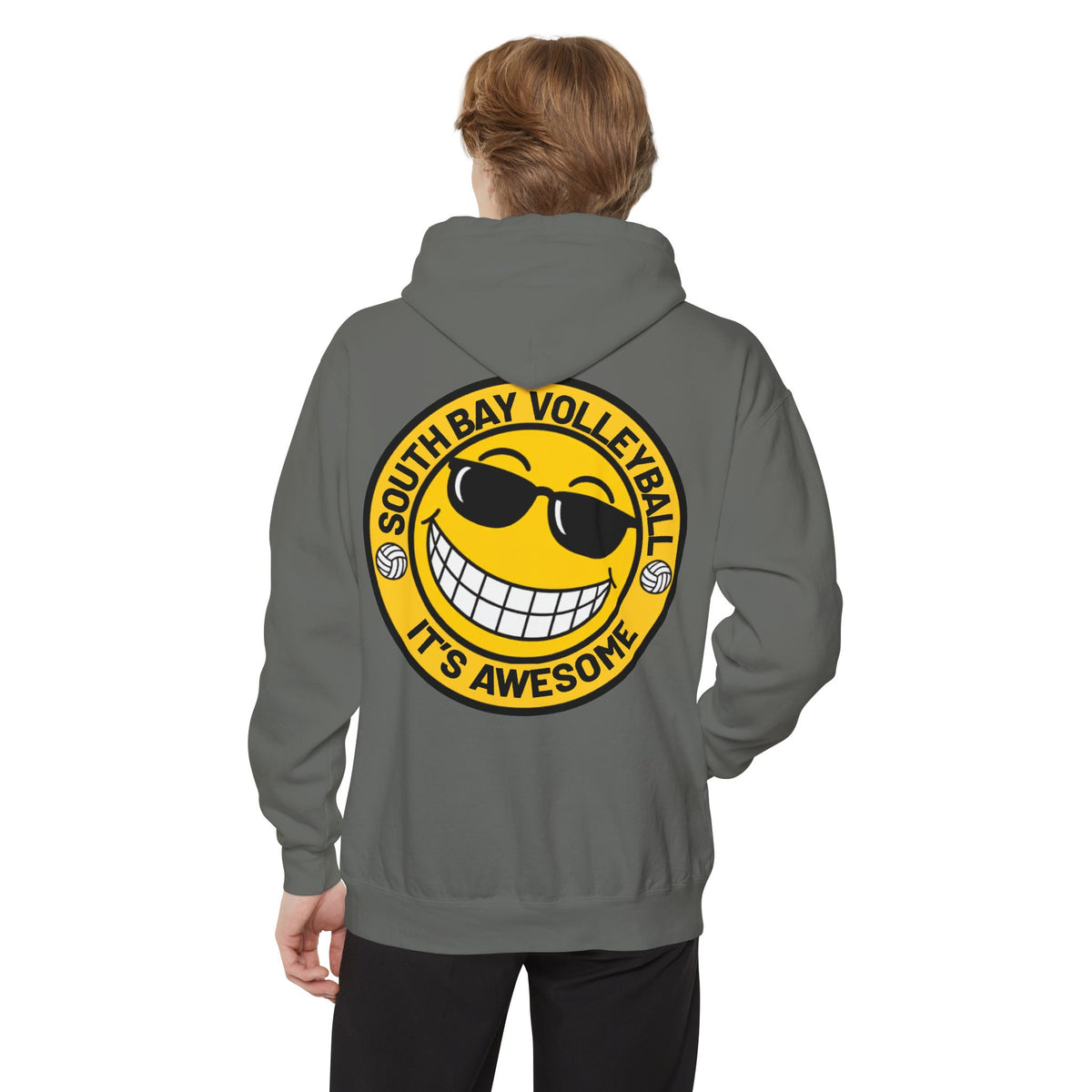 Volleyball Smiley Hoodie — "South Bay Volleyball It's Awesome" Crewneck