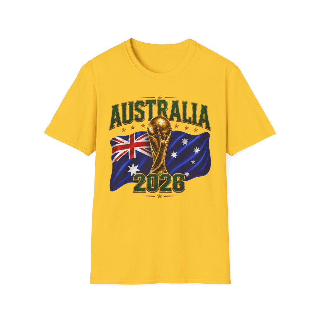 Australia 2026 Soccer World Cup T-Shirt — Aussie Flag & Trophy Design