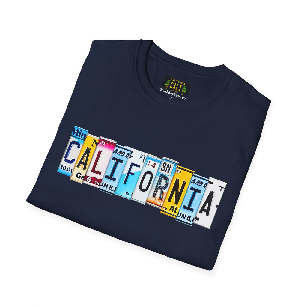 California License Plate Letters T-Shirt | Vintage Road Trip State Tee