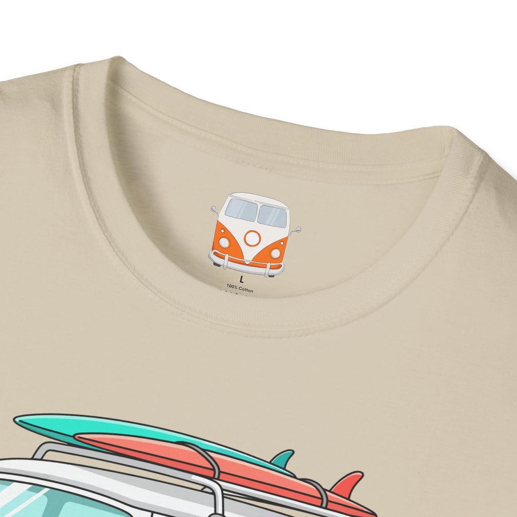 Retro Surf VW Van T-Shirt | Vintage Camper Bus Beach Tee Original Bare Feet