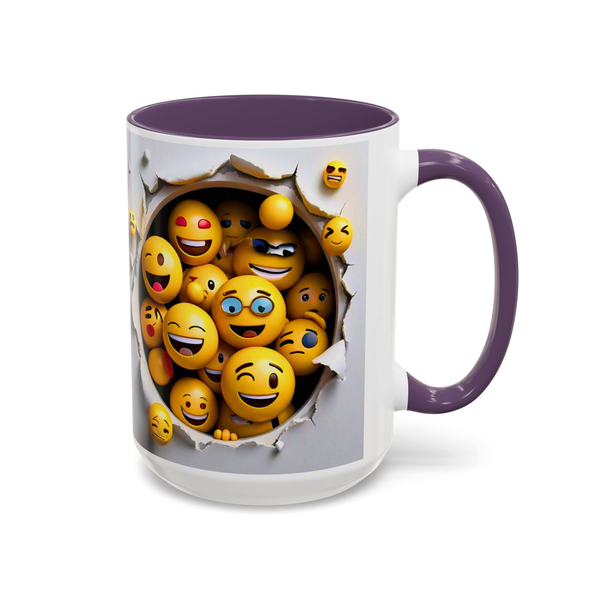 Emoji Explosion Coffee Mug | Accent Inner & Handle Color, 11oz 15oz