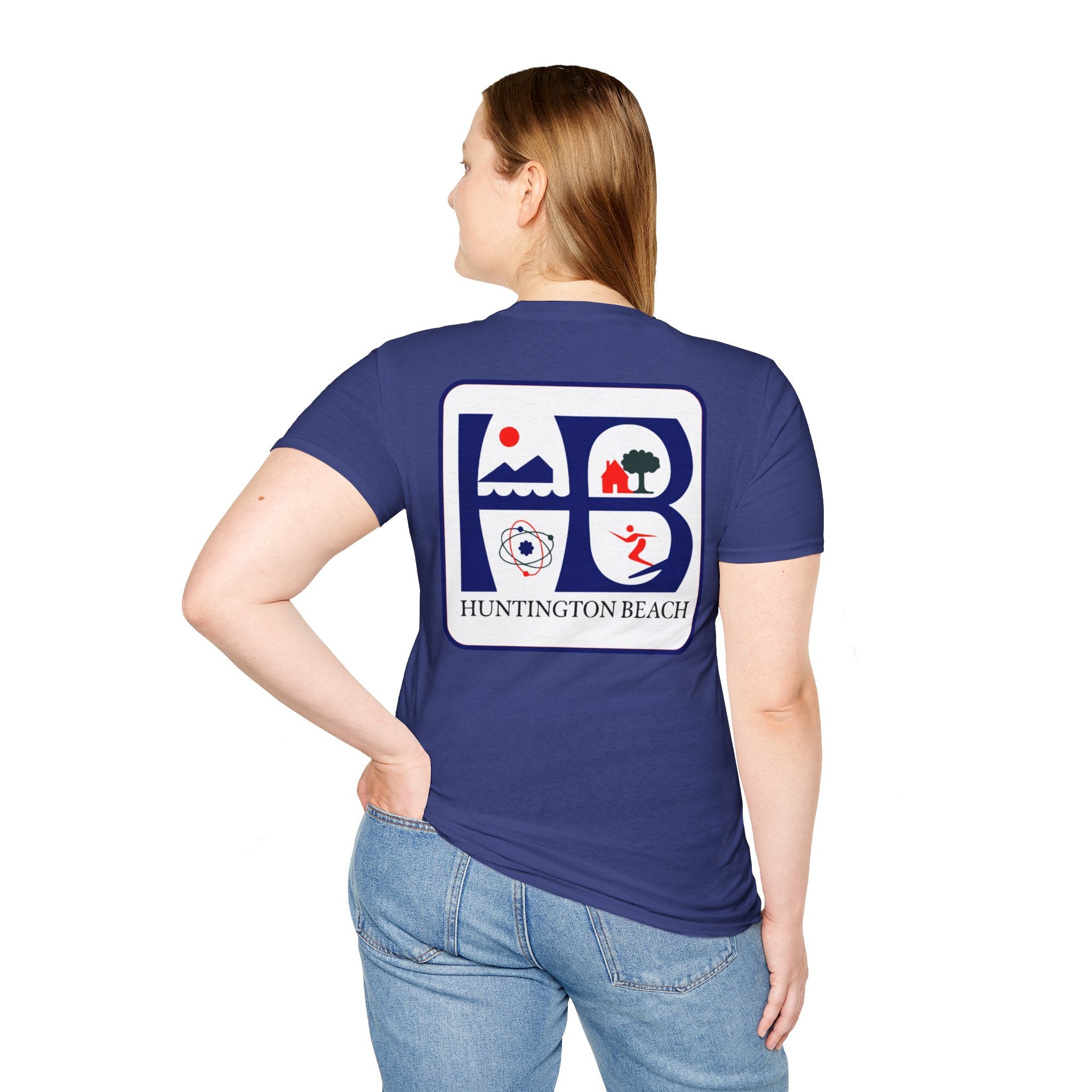 Huntington Beach Retro Logo T-Shirt — HB Surf & Sunset Tee (printed 3 side)