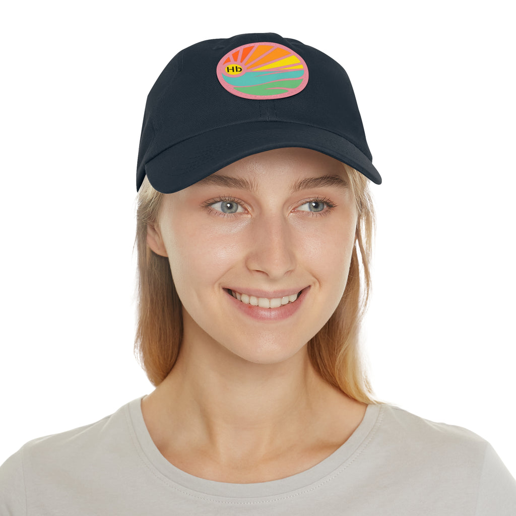 Hermosa Beach Sunset Wave Patch Hat | Mom and Dad Hat with Round Leather Patch #HermosaBeach