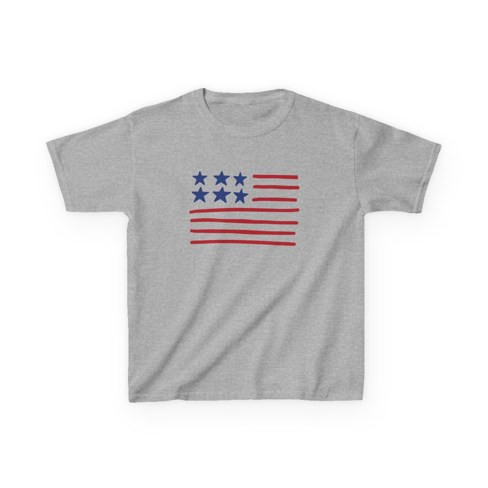 Stars and Stripes  Kids American Flag T-Shirt — Red & Blue Stars Stripe Patriotic Tee