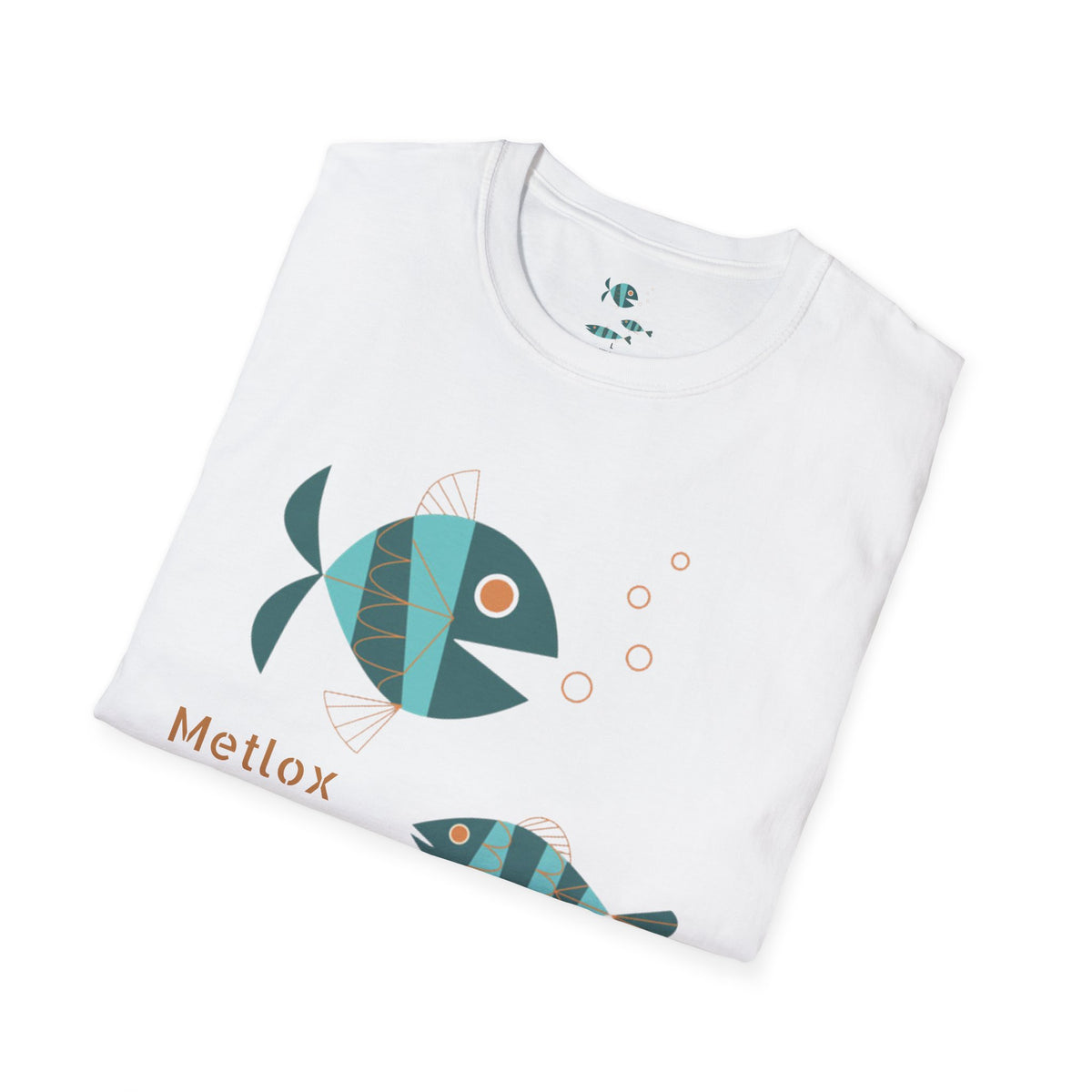 Metlox Pottery Fish Trio T-Shirt | Minimal Ocean Illustration