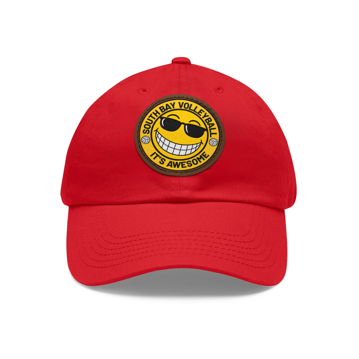 Volleyball Smiley Mom and Dad Hat — "South Bay Volleyball: It’s Awesome" Leather Patch