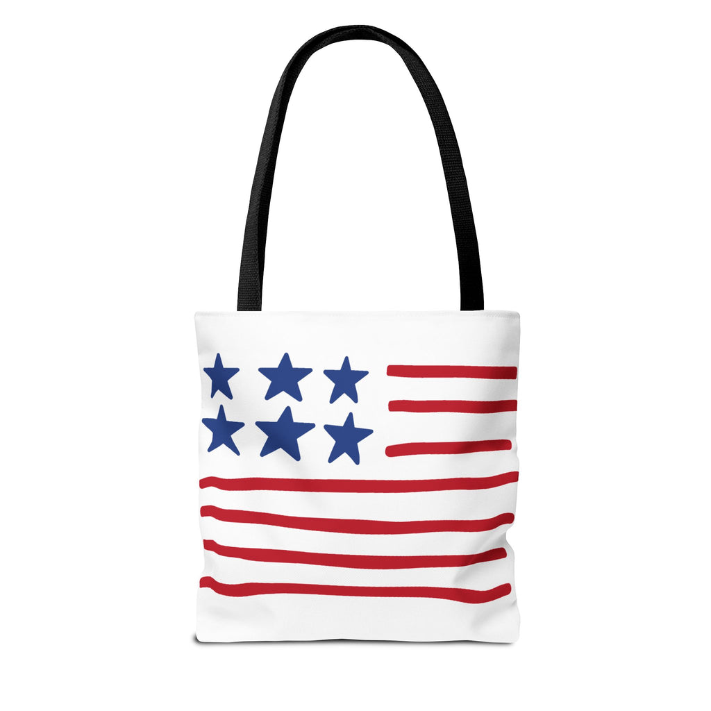 American Flag Stars & Stripes Tote Bag — Patriotic Canvas Beach Grocery Bag