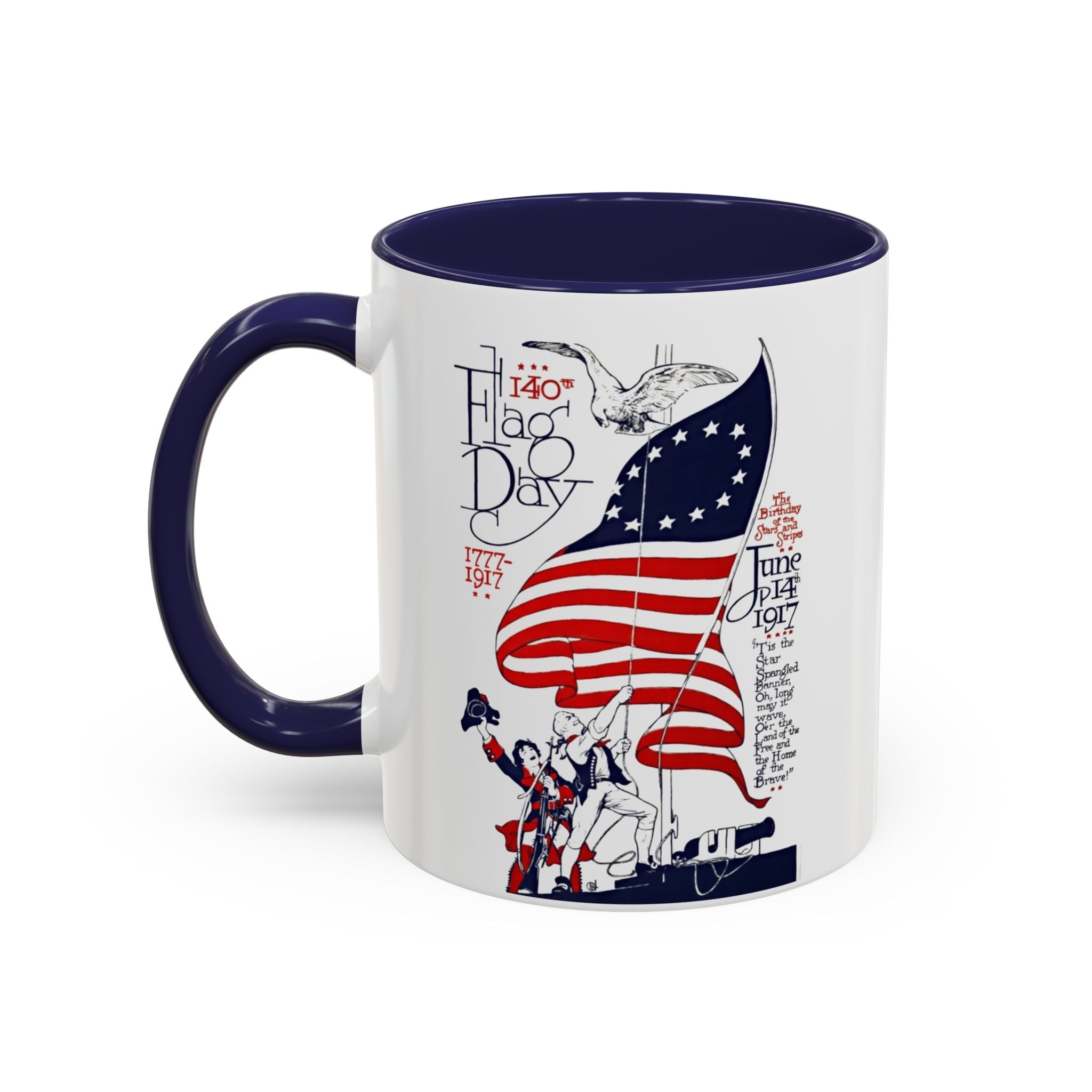 Flag Day Illustration Original Artwork 1917  Mug | American Flag Sailors Accent Coffee Mug