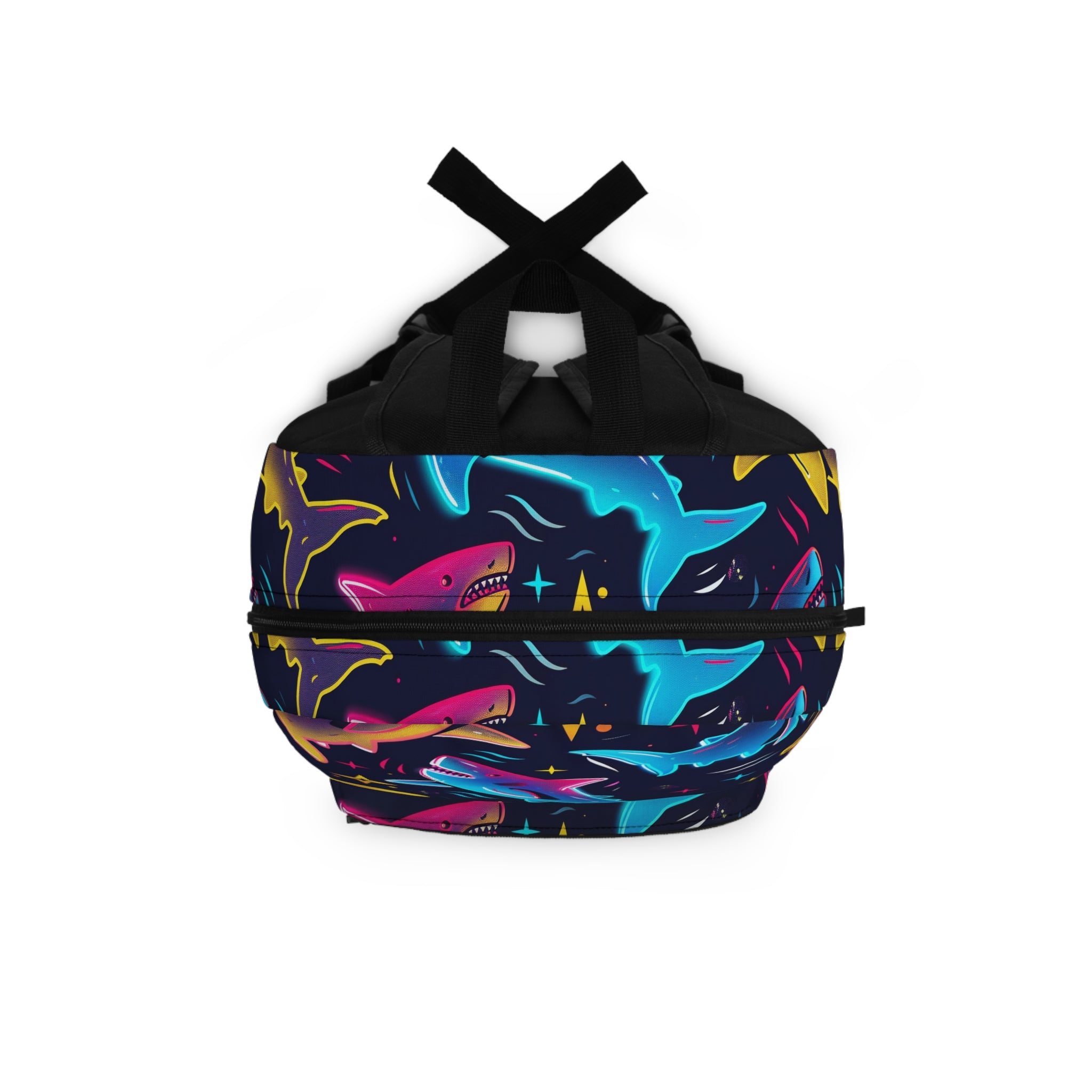 Neon Shark Pattern Backpack | Colorful Ocean Sharks, Starry Night Print