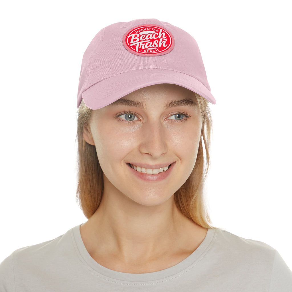 Proud to be Called Beach Trash Manhattan Beach  Leather Patch Dad Hat — Vintage Manhattan Beach Logo