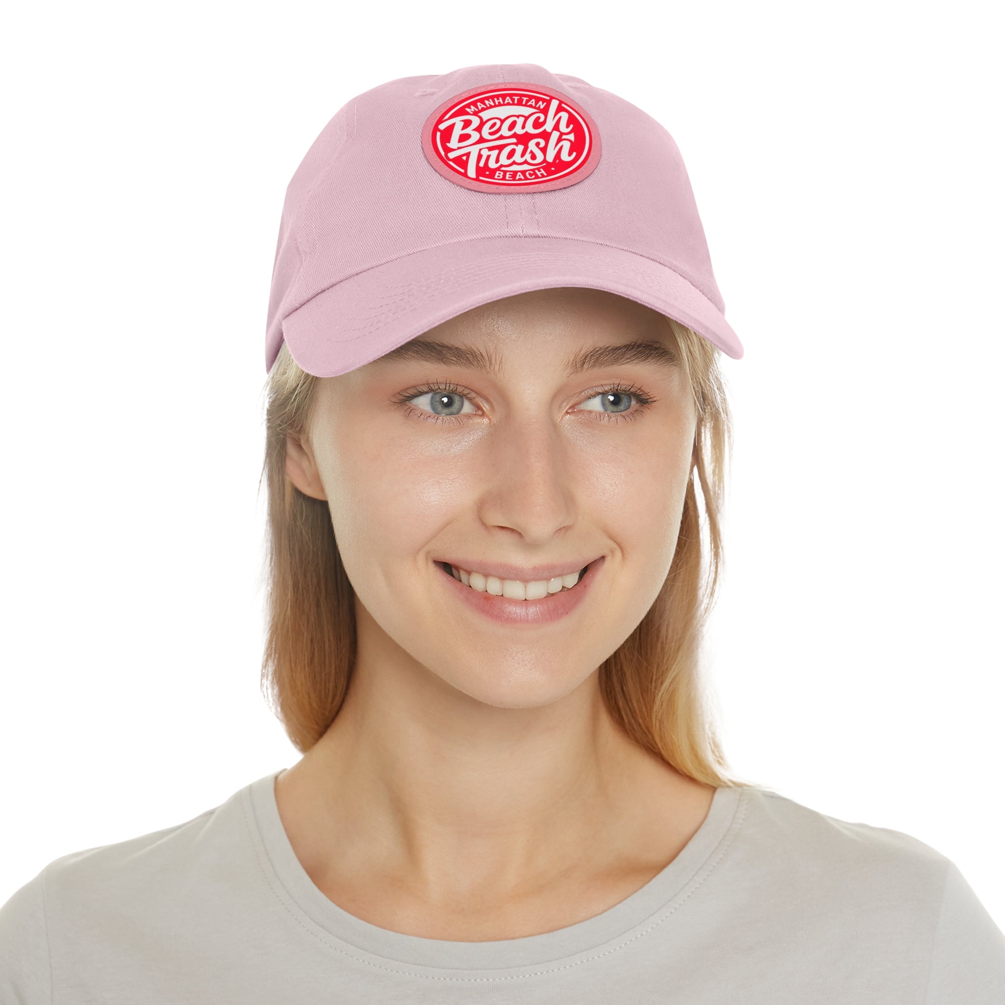 Proud to be Called Beach Trash Manhattan Beach  Leather Patch Dad Hat — Vintage Manhattan Beach Logo