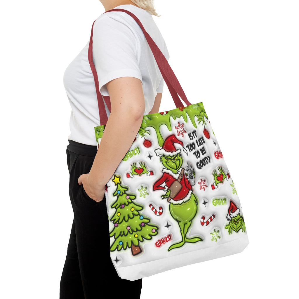 Christmas Tote Bag, Holiday Shopping Bag, Grinch Gift, Festive Reusable Bag, Cute Winter Accessory