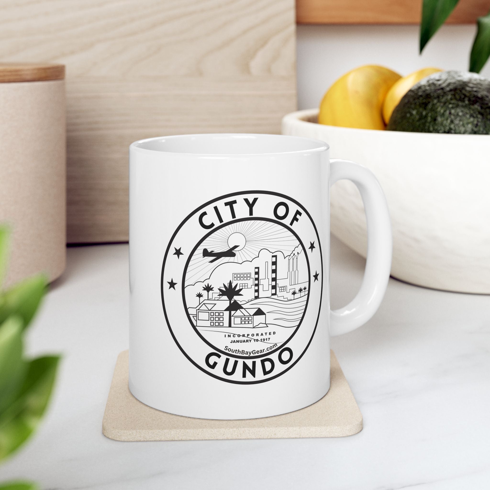 GUNDO Ceramic Mug — City Seal Logo El Segundo Coffee Cup (11oz or 15oz)