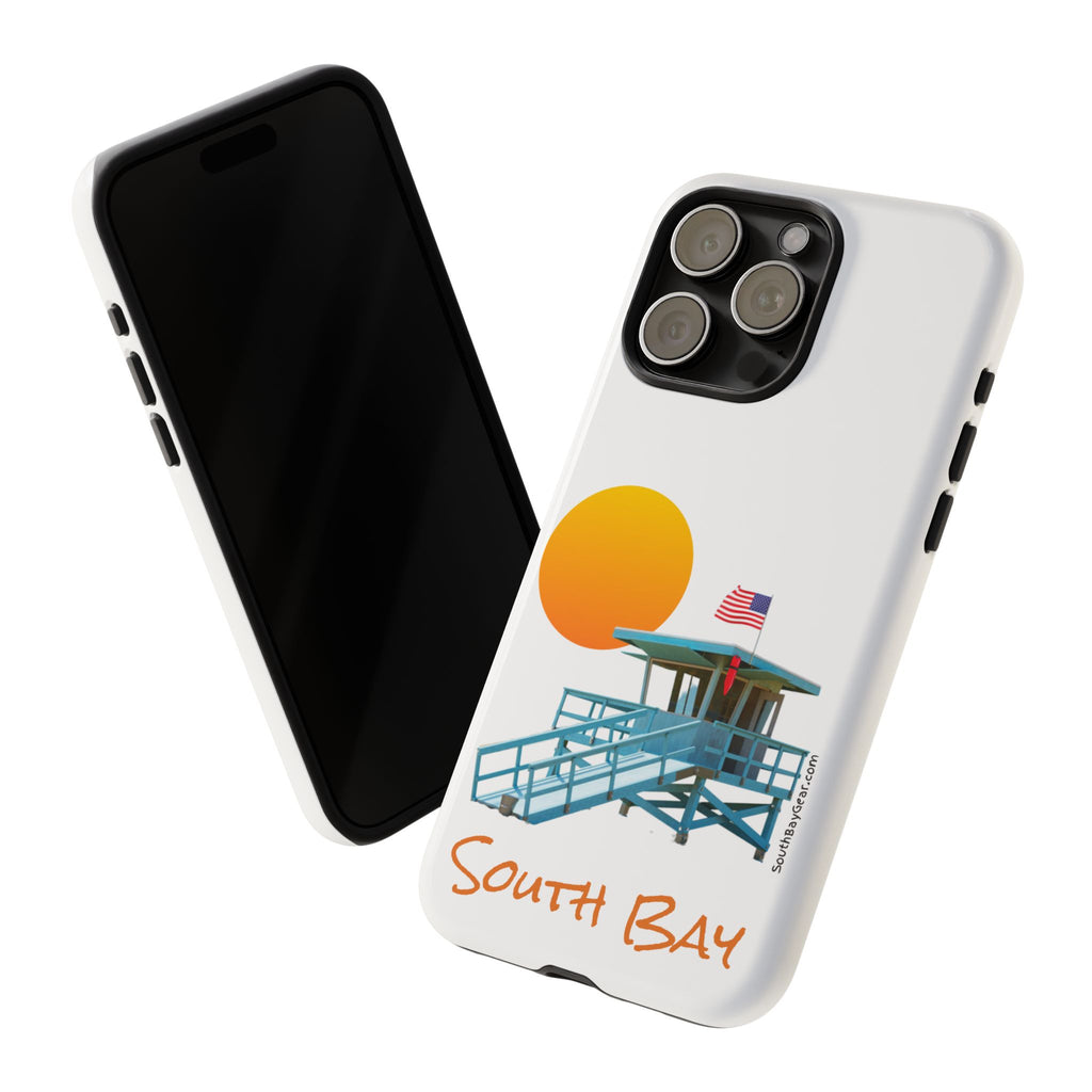 South Bay Lifeguard Stand with American Flag Tough Phone Cases