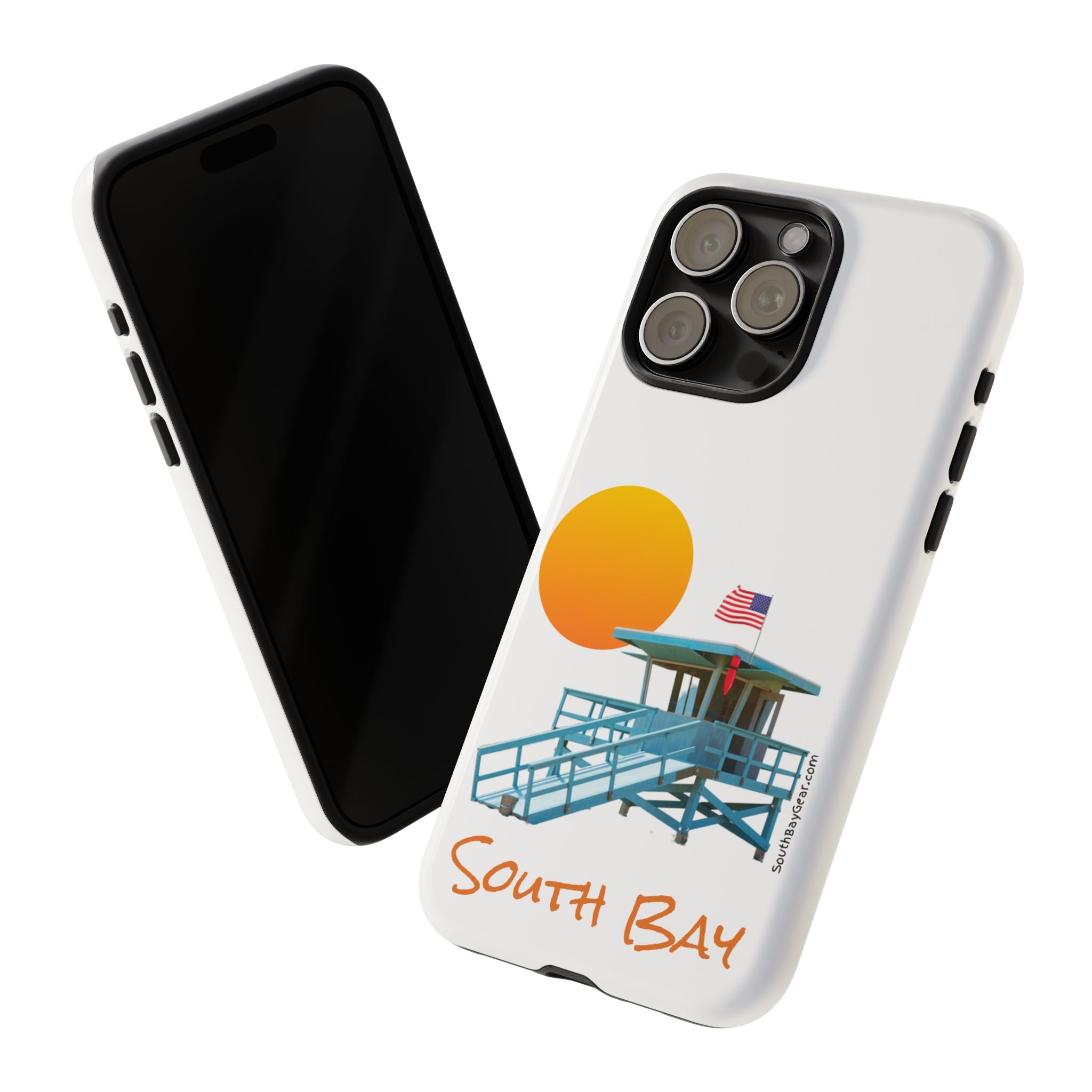 South Bay Lifeguard Stand with American Flag Tough Phone Cases