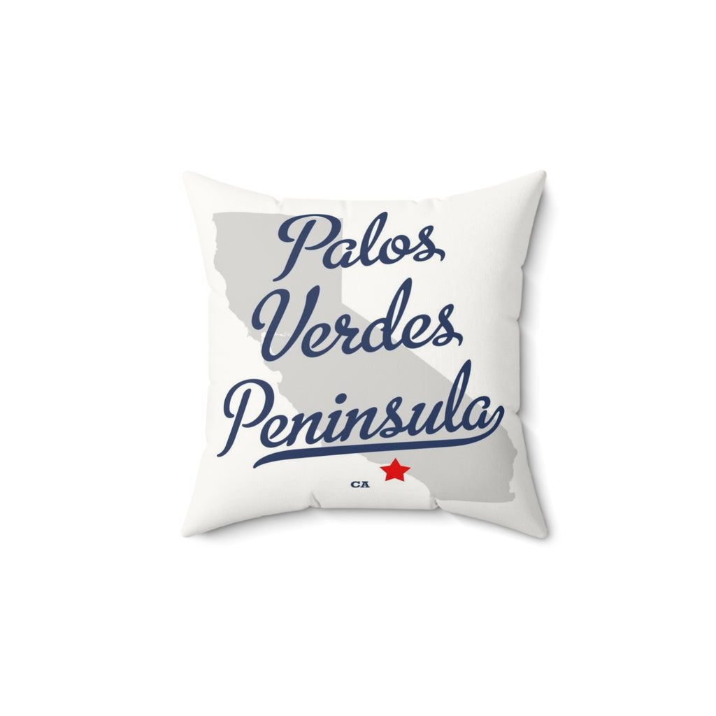Palos Verdes Peninsula California Map - Faux Suede Square Pillow