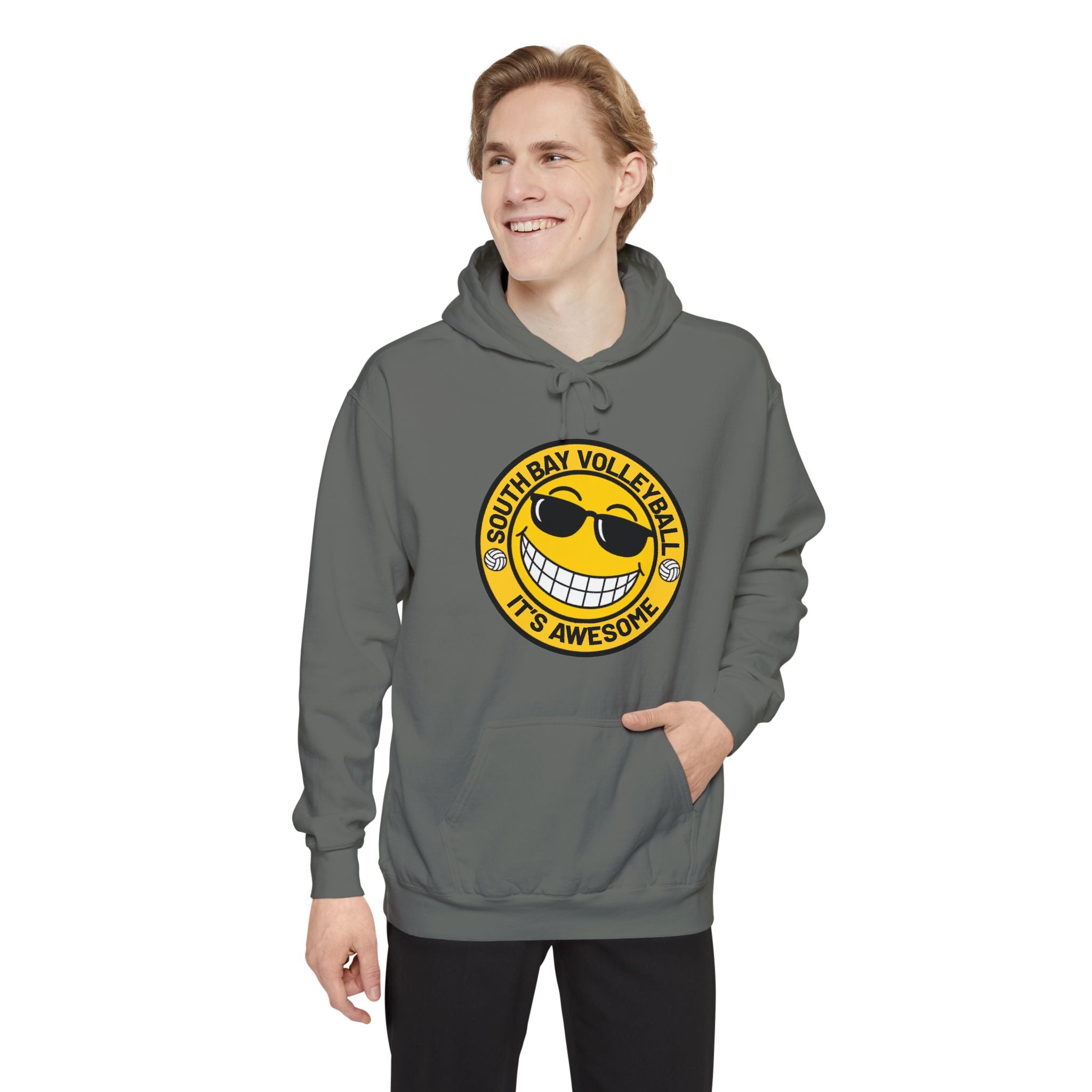 Volleyball Smiley Hoodie — "South Bay Volleyball It's Awesome" Crewneck
