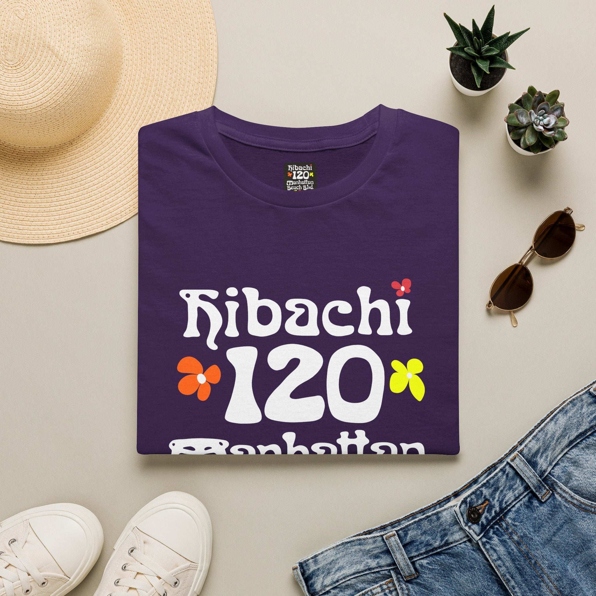 Hibachi 120 Manhattan Beach Blvd Restaurant #OldSchool T-Shirt — Retro Floral Surf Tee "Gone But Not Forgotten"