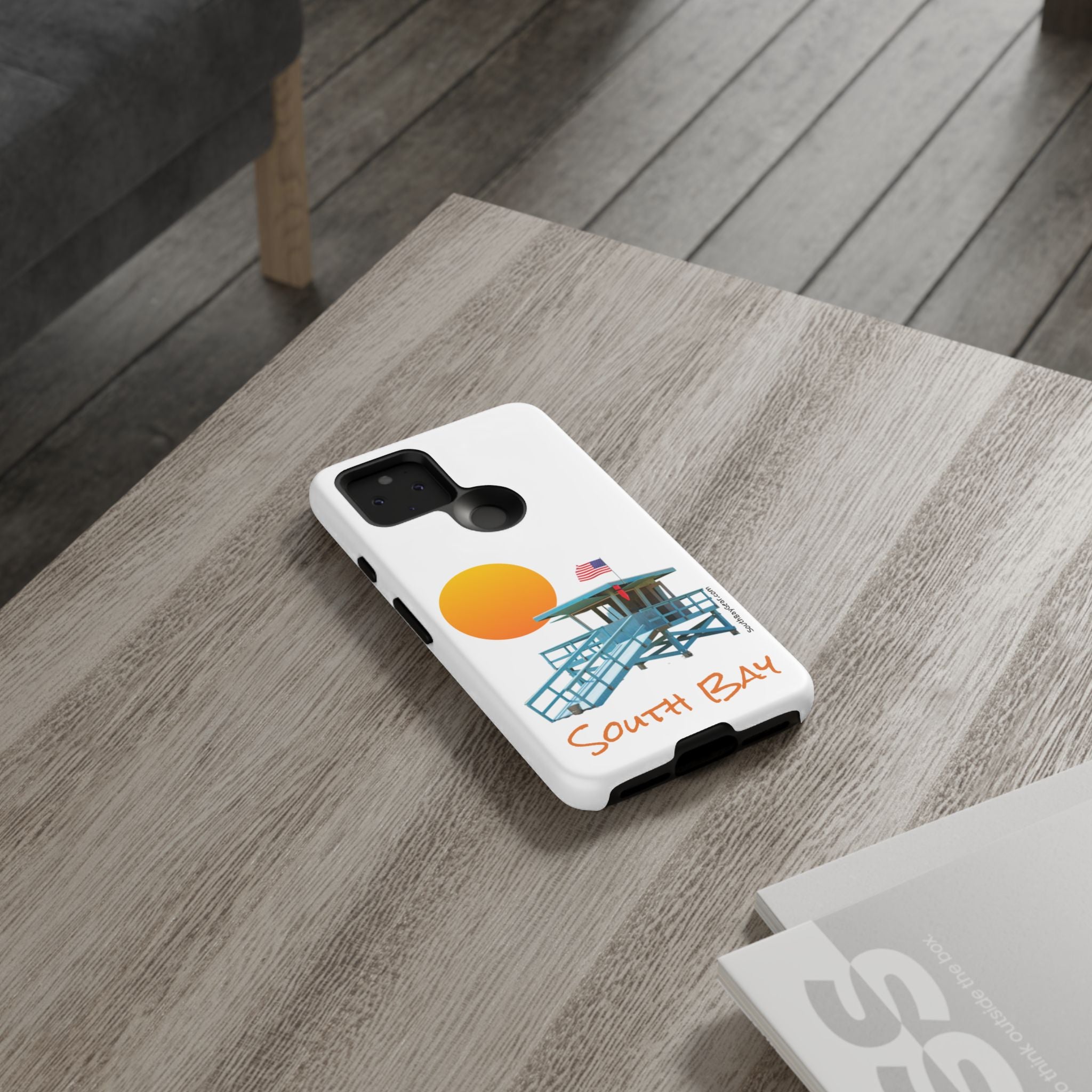South Bay Lifeguard Stand with American Flag Tough Phone Cases