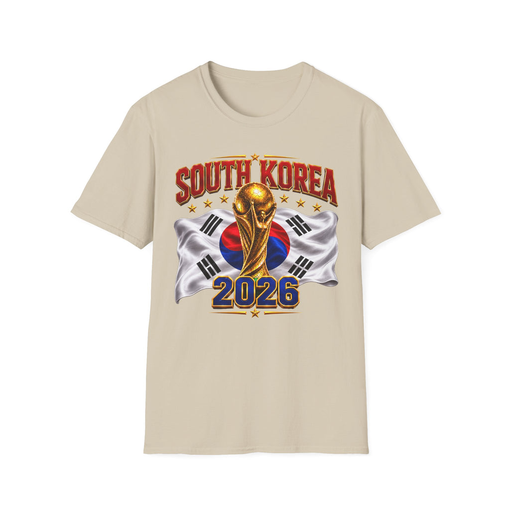 South Korea 2026 Soccer World Cup T-Shirt — Korean Flag & Trophy Football Fan Tee