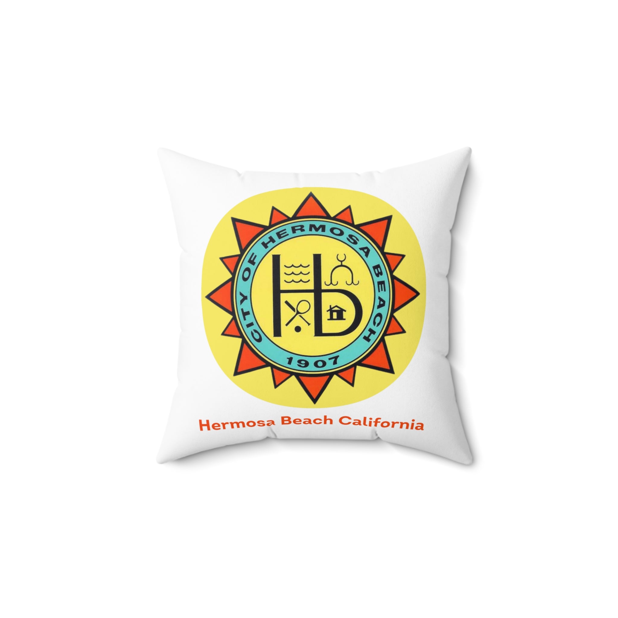 Hermosa Beach California 90254 MAP Spun Polyester Square Pillow
