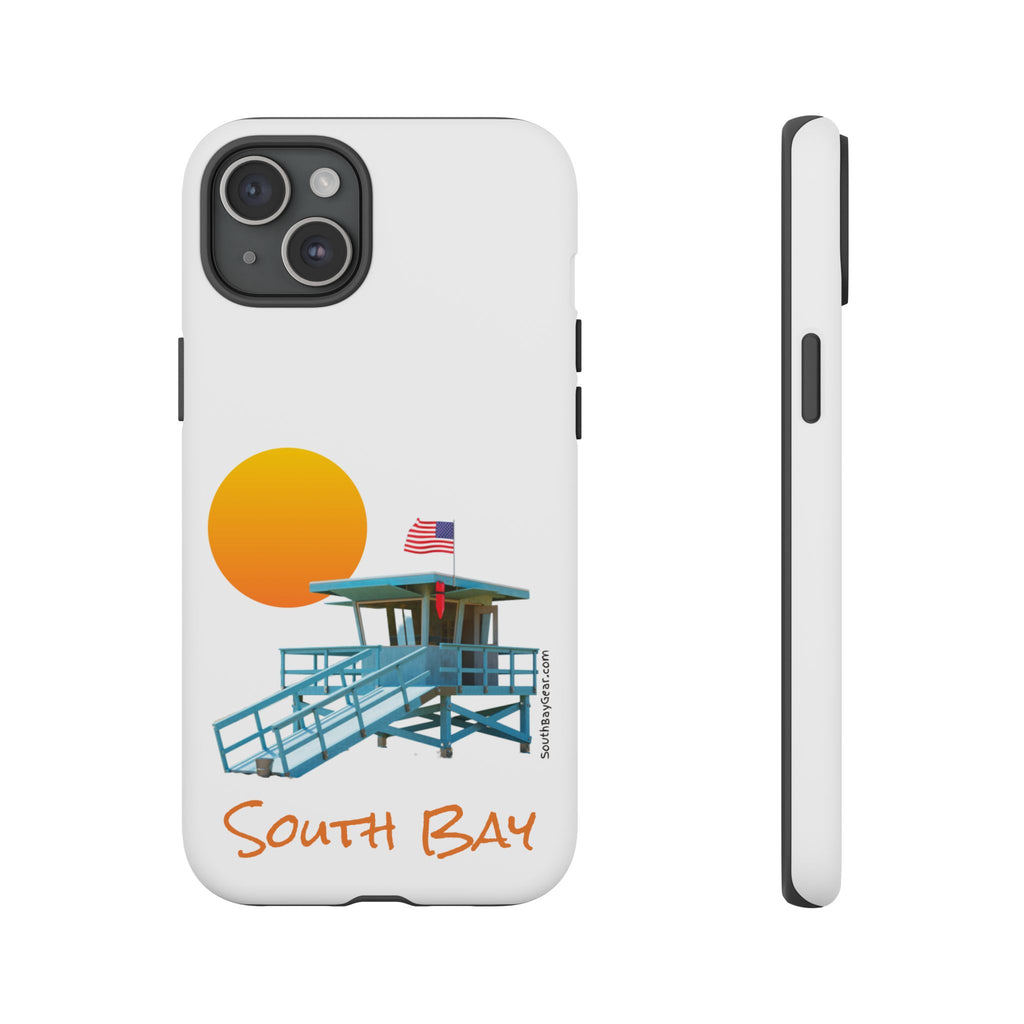 South Bay Lifeguard Stand with American Flag Tough Phone Cases