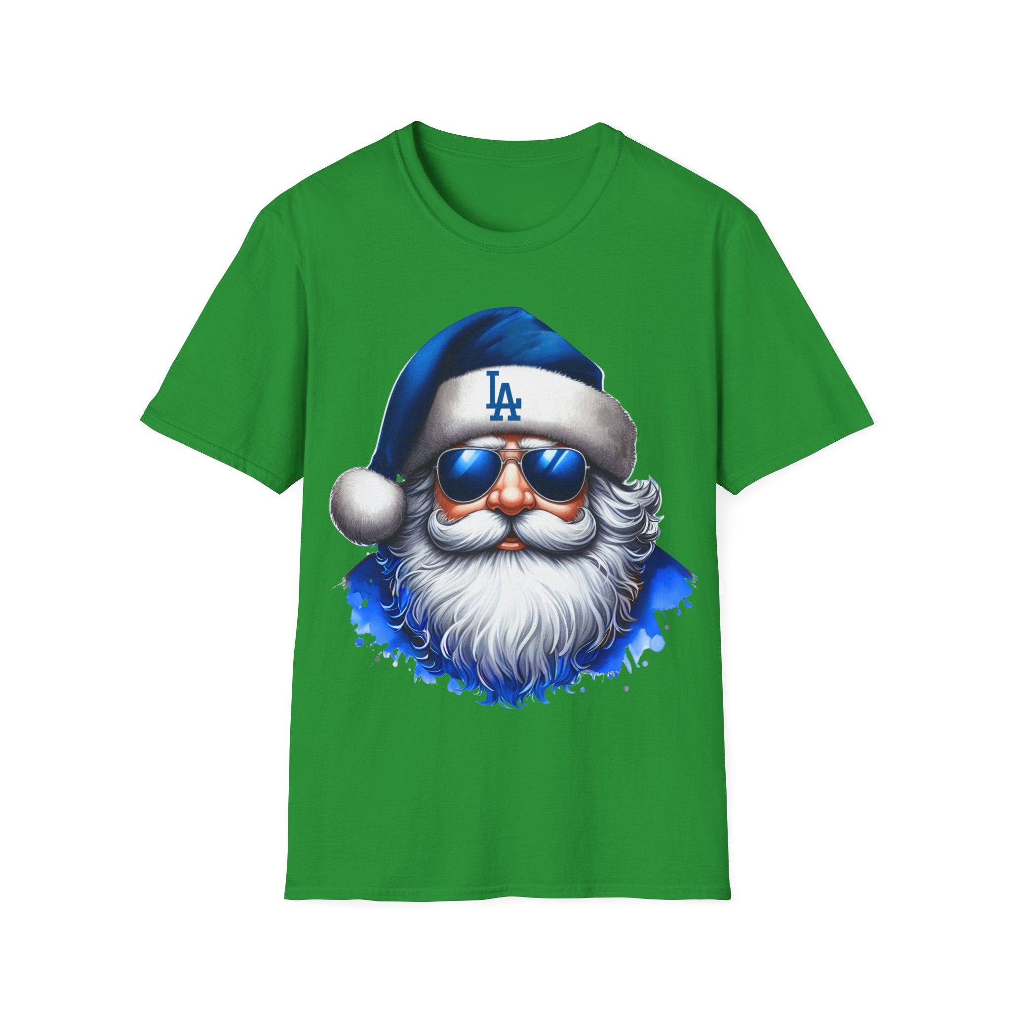 Blue Los Angeles Doyers Santa Tee | Santa Hat Graphic T-Shirt #Doyers
