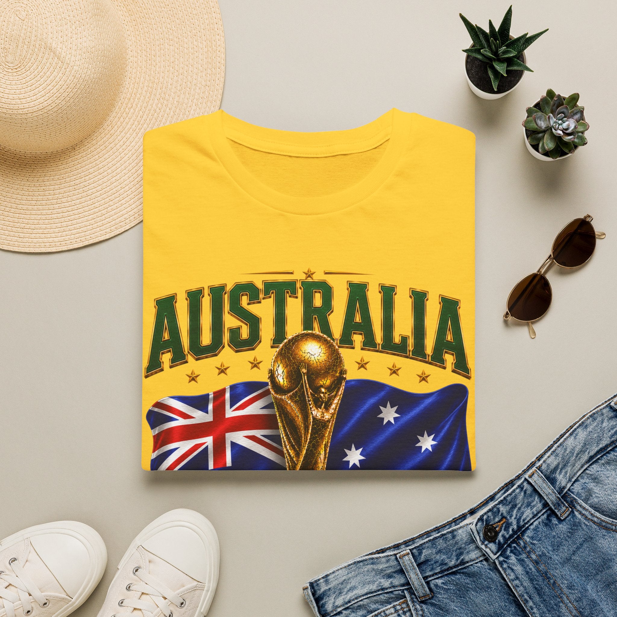 Australia 2026 Soccer World Cup T-Shirt — Aussie Flag & Trophy Design