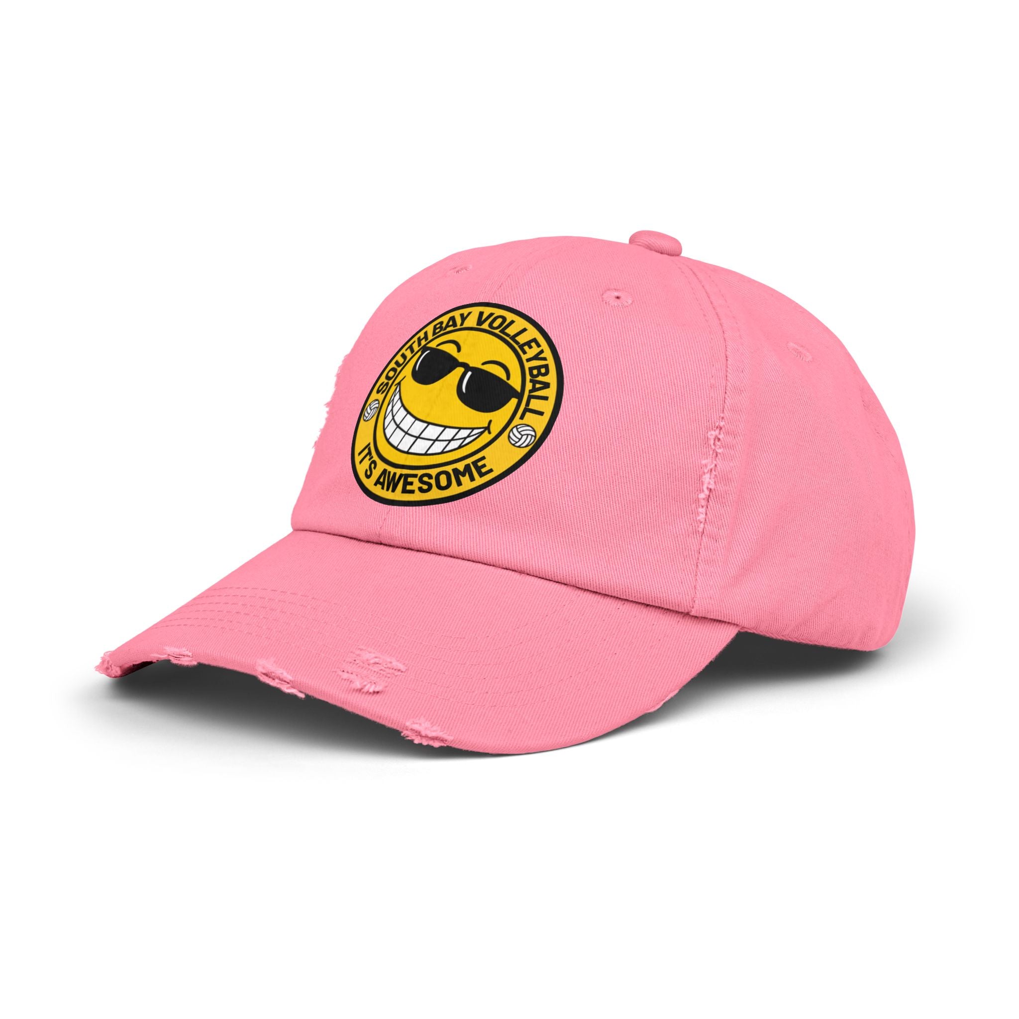 Distressed Volleyball Cap - "South Bay Volleyball It's Awesome" Smiley Logo