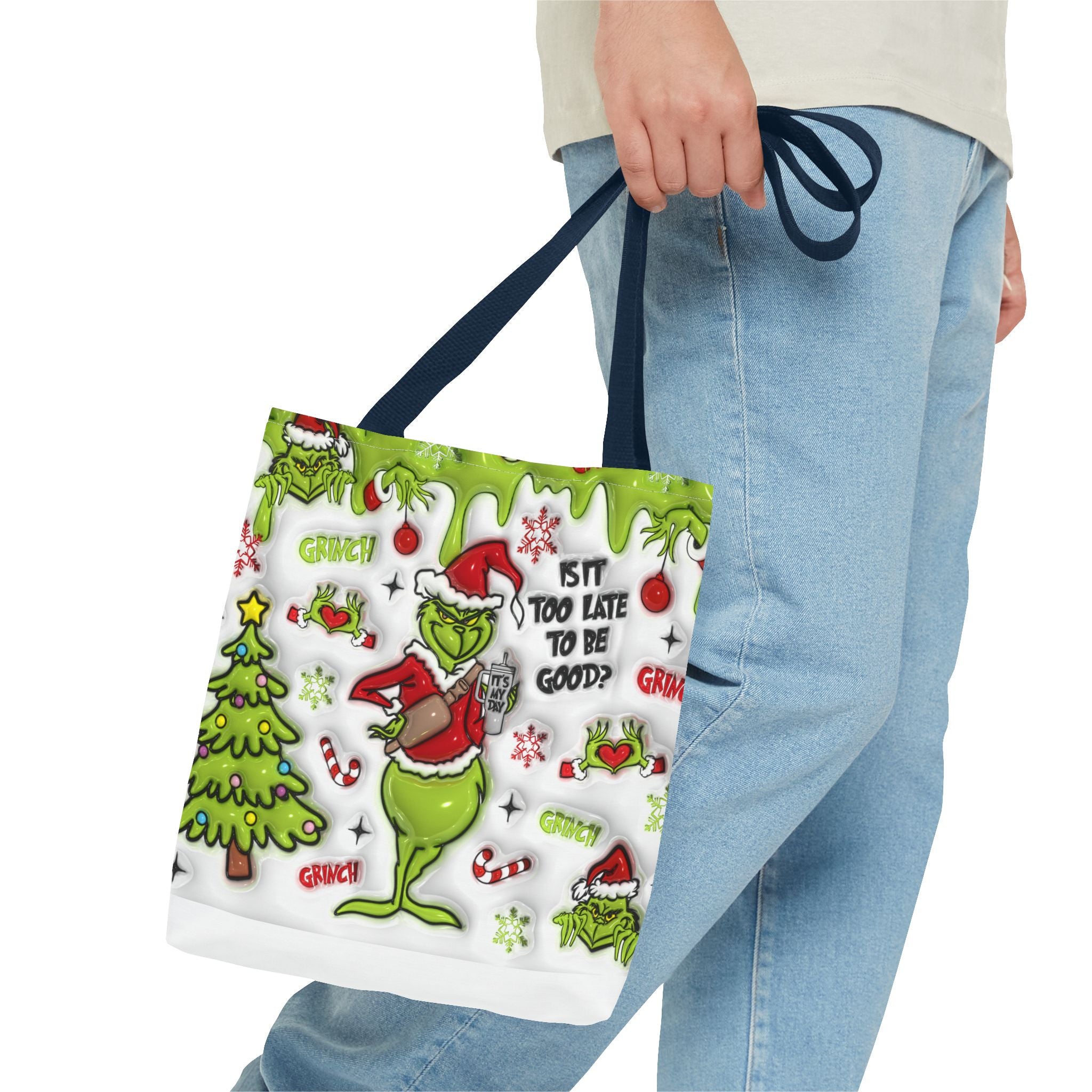 Christmas Tote Bag, Holiday Shopping Bag, Grinch Gift, Festive Reusable Bag, Cute Winter Accessory