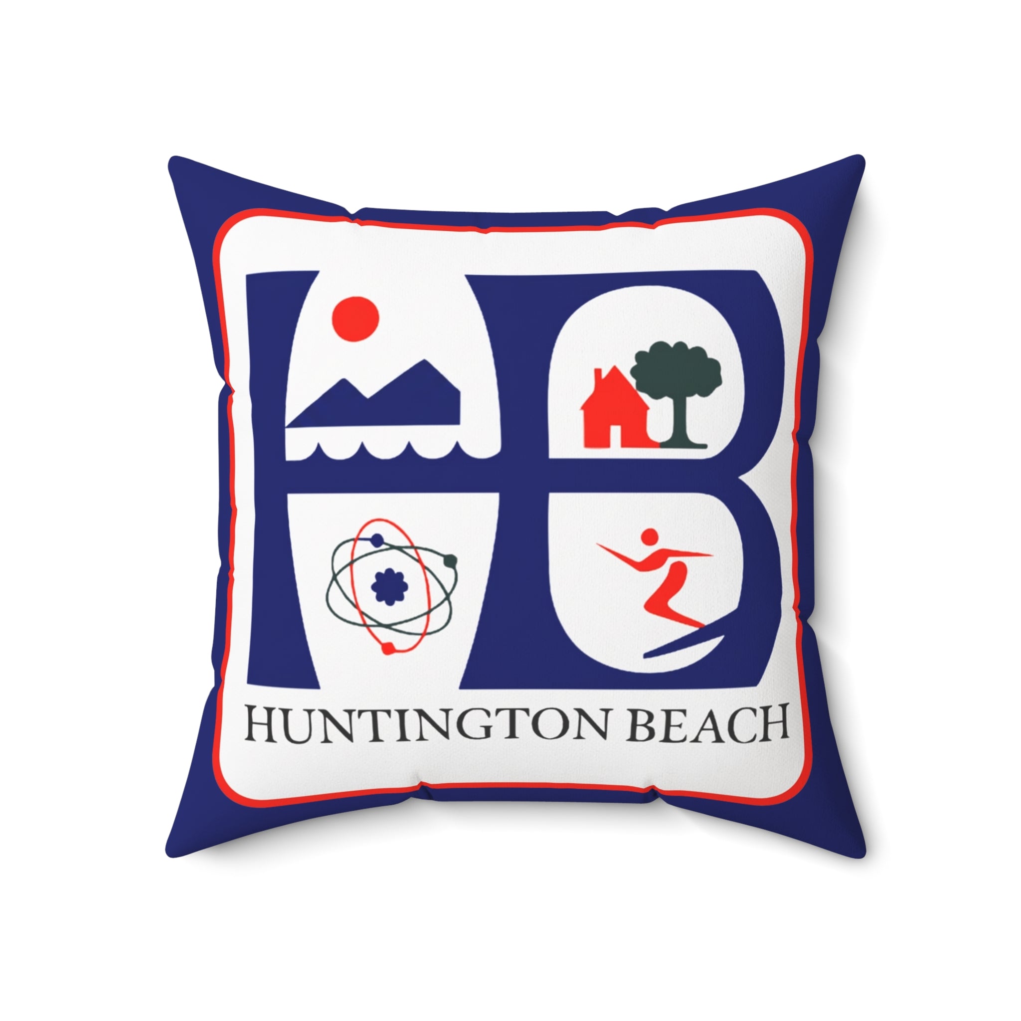 Huntington Beach Icon Pillow — Coastal Surf & Community Decorative Throw Pillow