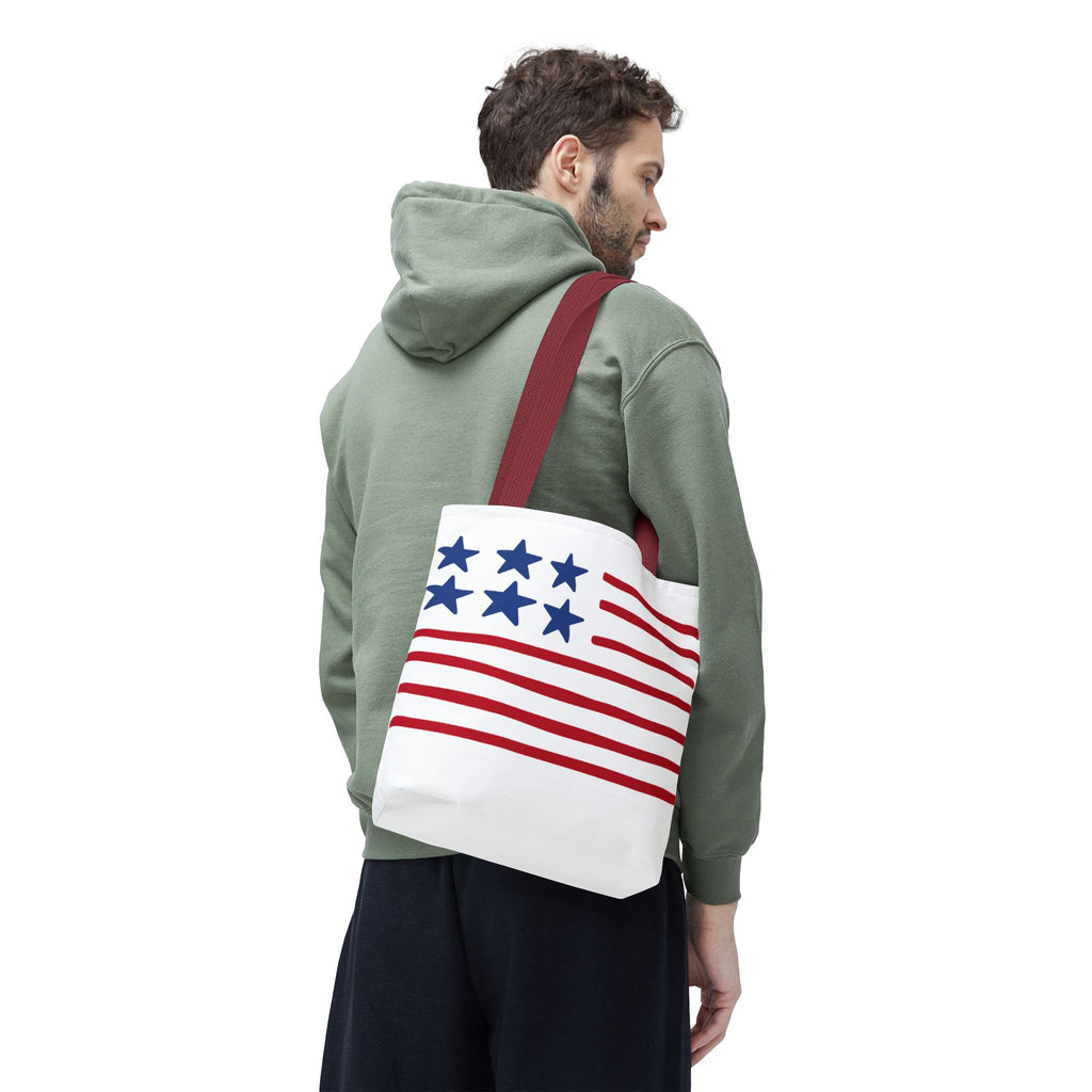 American Flag Stars & Stripes Tote Bag — Patriotic Canvas Beach Grocery Bag