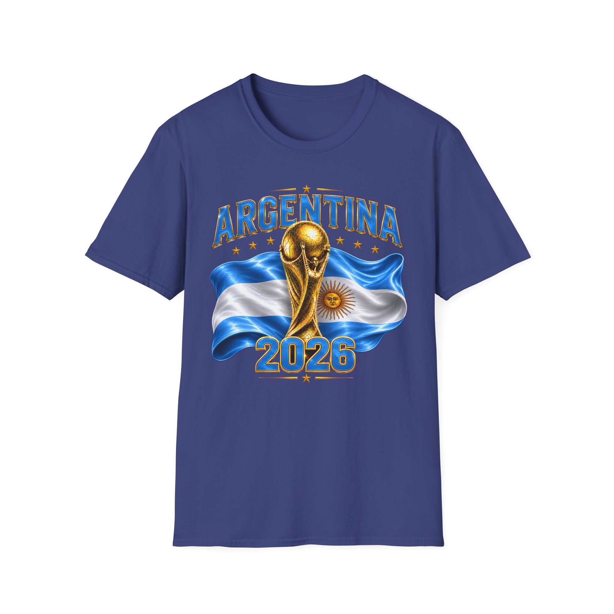 Argentina 2026 World Cup T-Shirt — Golden Trophy & Flag Soccer Fan Tee