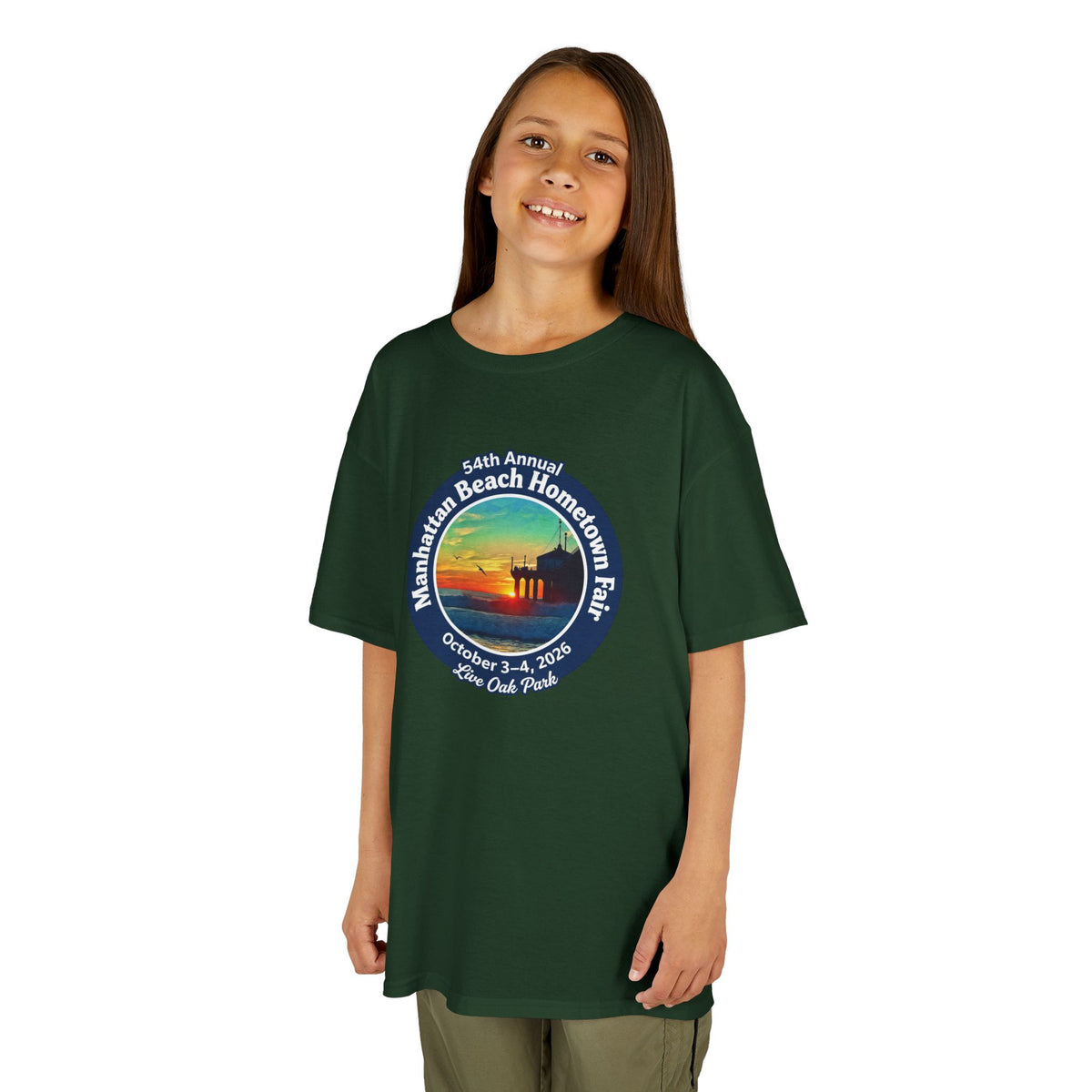 Kids Tee — Manhattan Beach Hometown Fair 2026 Sunset Logo