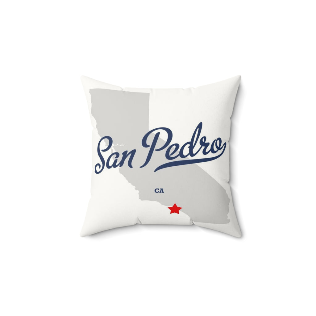 San Pedro California Map - Faux Suede Square Pillow